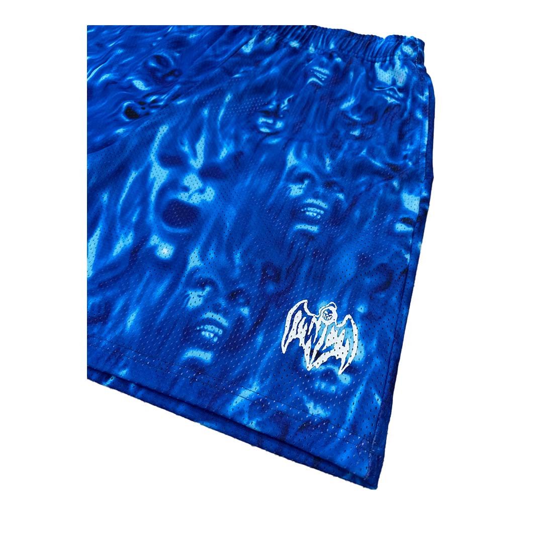 Warren Lotas Skulls Blue Mesh Shorts Size US 32 / EU 48 - 4 Thumbnail