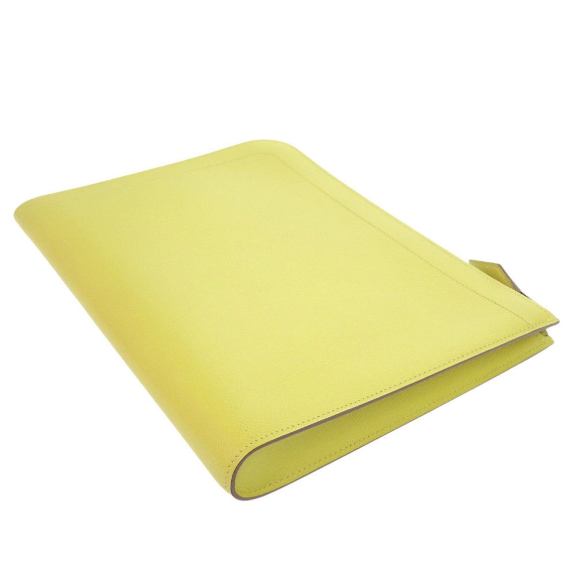 Hermes Hermès Zip Tablet Epsom Leather Lime A Stamp (2017 Model) Yellow Clutch Bag 0062 HERMES Size ONE SIZE - 5 Thumbnail