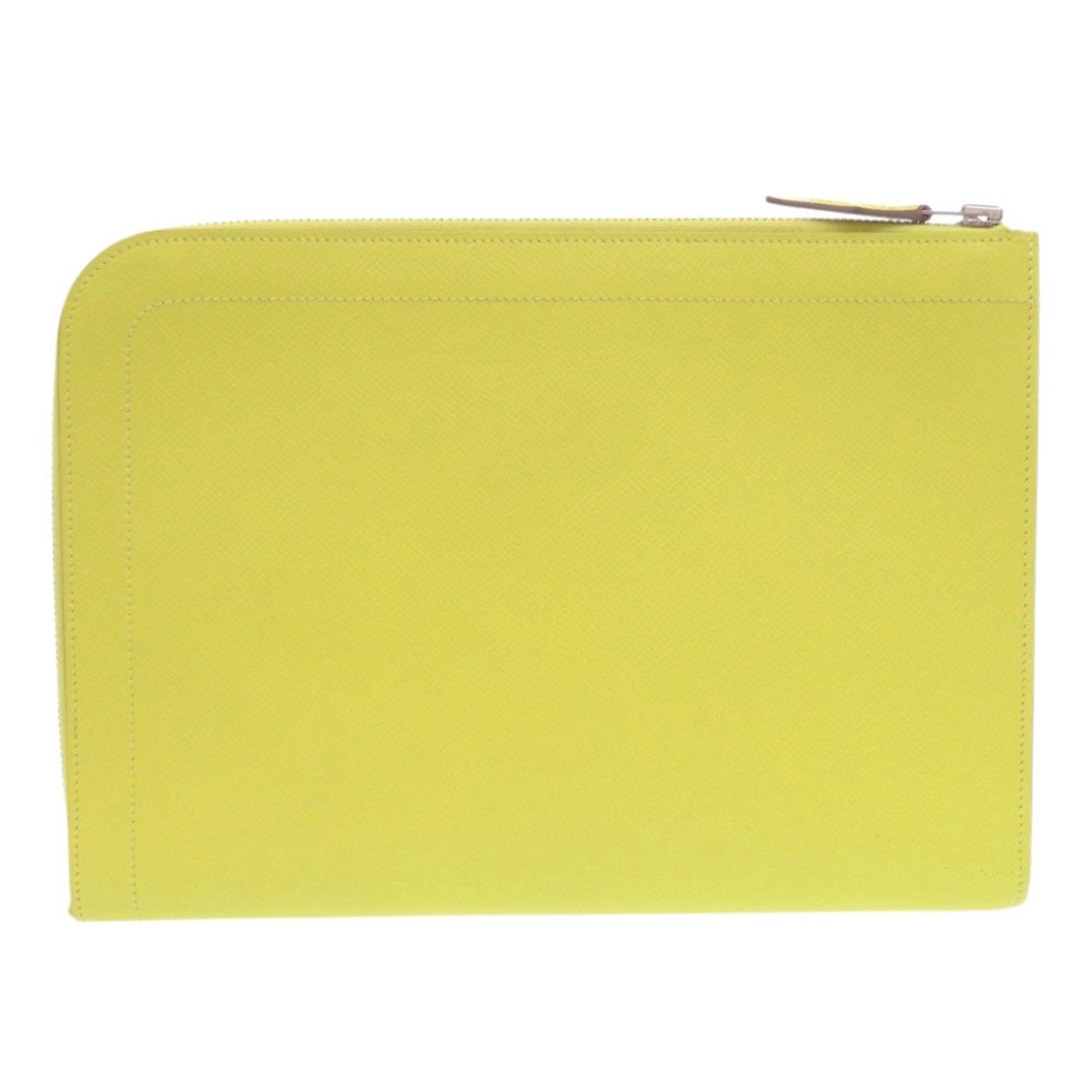 Hermes Hermès Zip Tablet Epsom Leather Lime A Stamp (2017 Model) Yellow Clutch Bag 0062 HERMES Size ONE SIZE - 2 Thumbnail