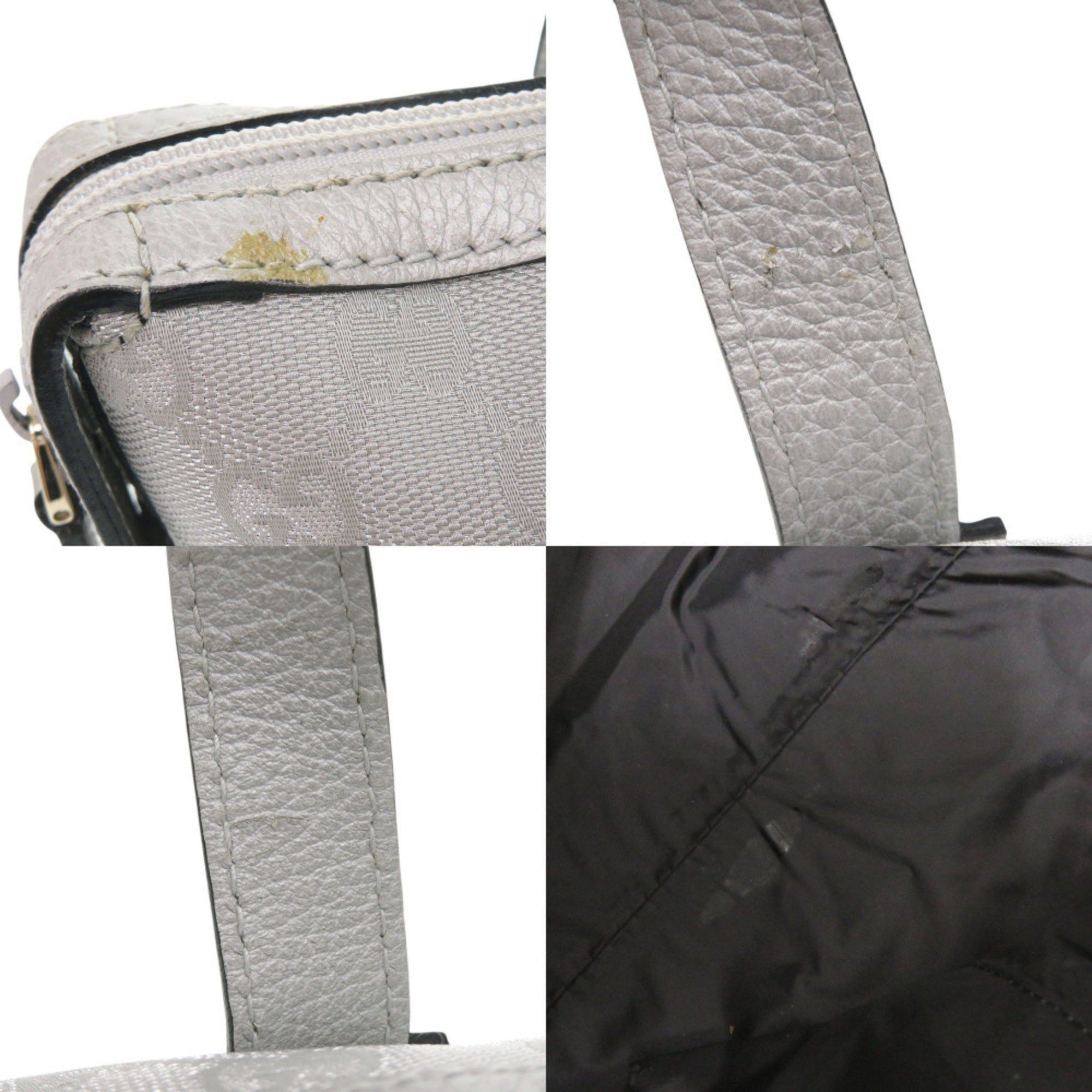Gucci Gucci 264210 GG Canvas Leather Silver Handbag 1641 GUCCI Size ONE SIZE - 8 Thumbnail