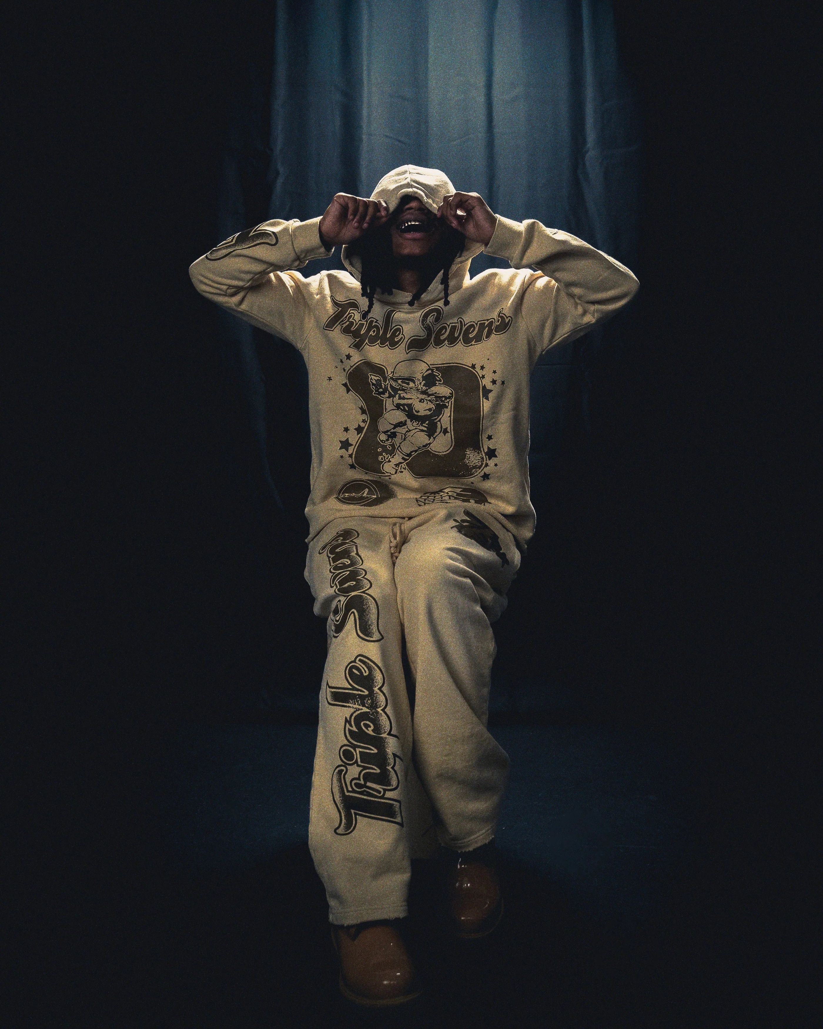 TRIPLE SEVENS All Star Sweatpants Brown Cream Size US 32 / EU 48 - 3 Thumbnail