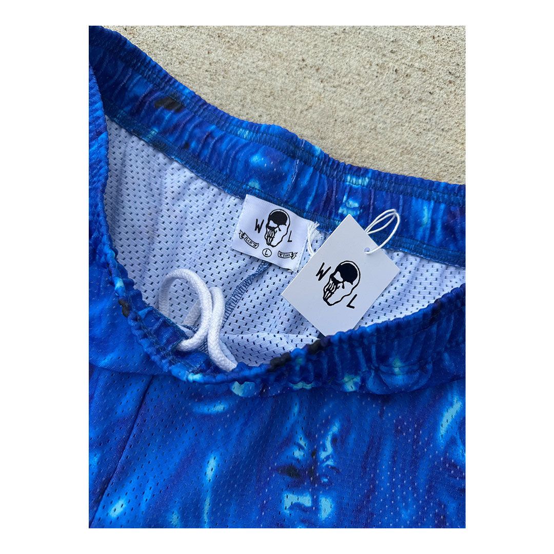 Warren Lotas Skulls Blue Mesh Shorts Size US 30 / EU 46 - 3 Thumbnail