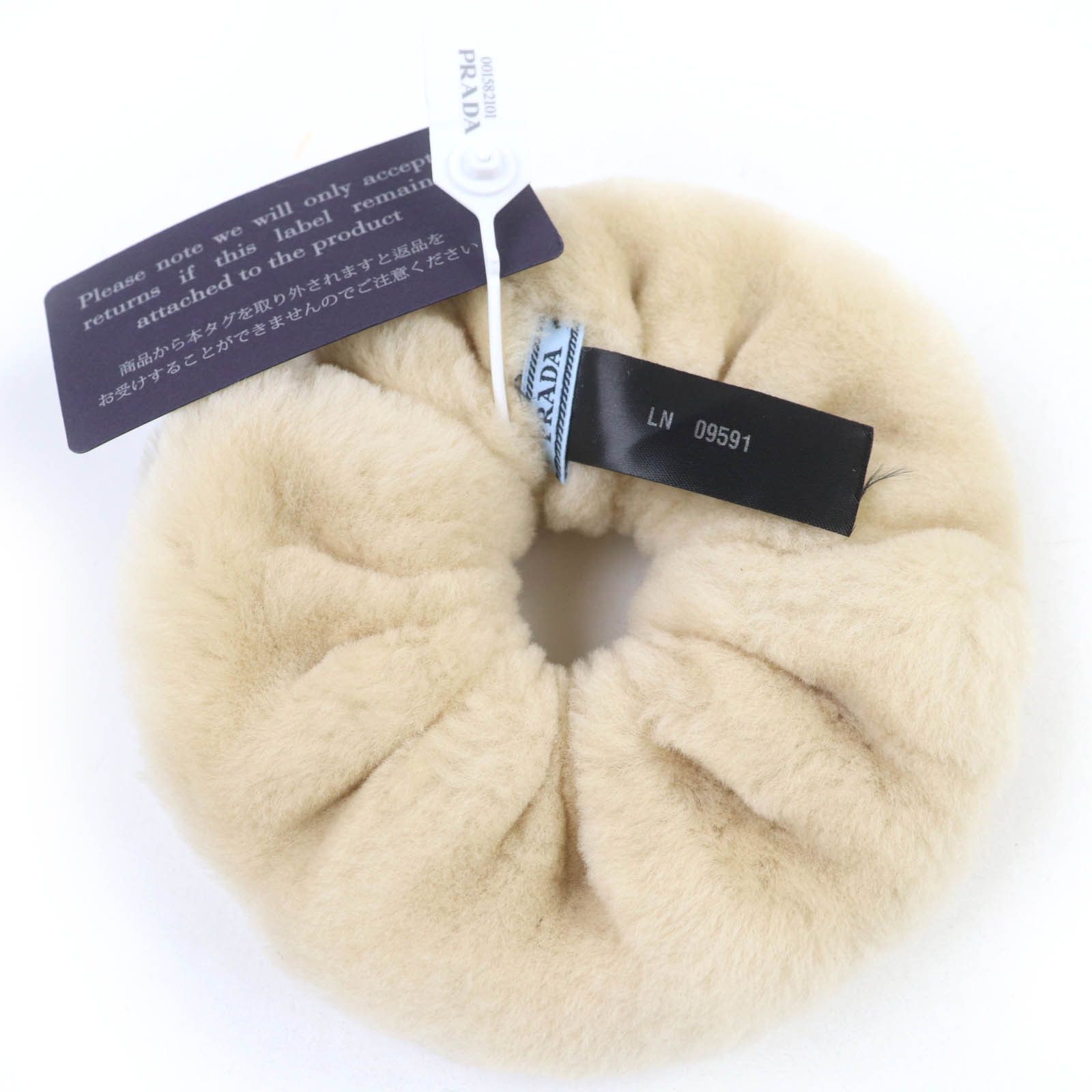 Prada Prada Prada Triangle logo Mouton Scrunchie Natural Material Other 1IF131 DUTY FREE for USA Size ONE SIZE - 4 Thumbnail