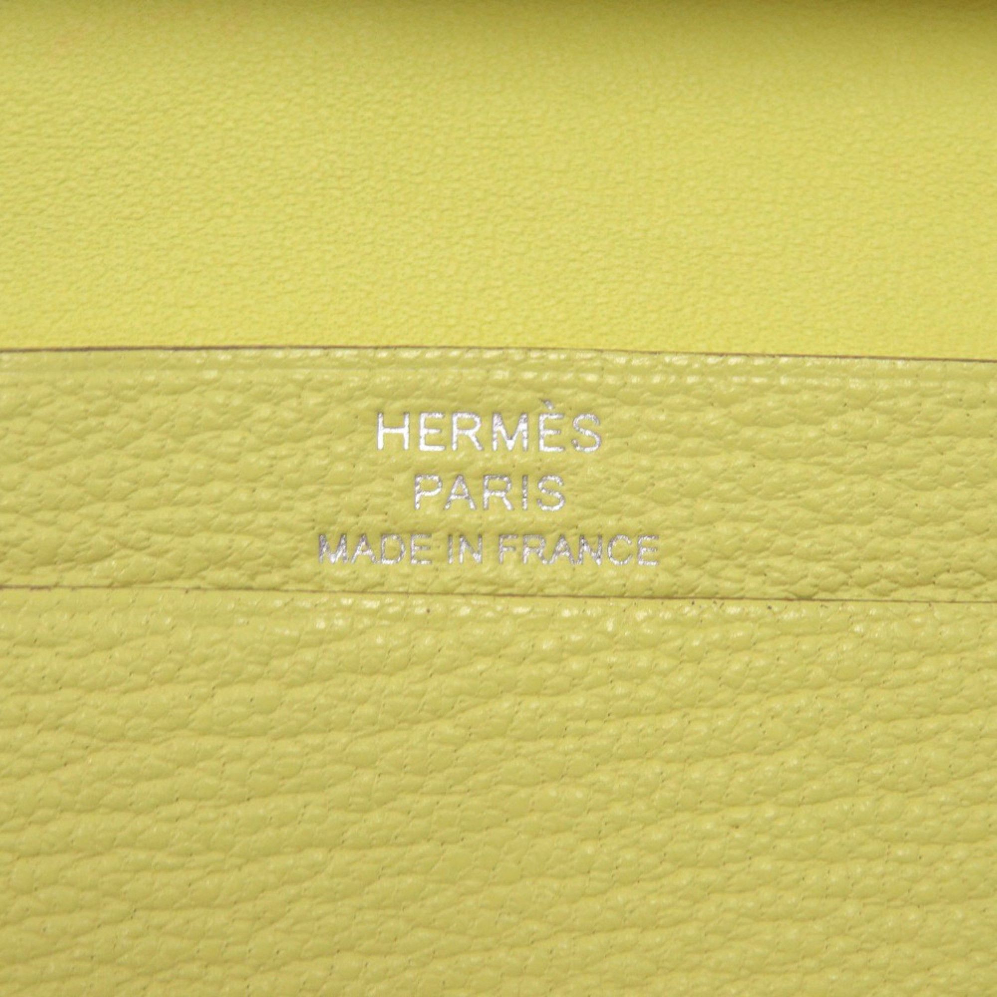 Hermes Like new Hermès Bearn card case, Chevre Mysore, lime, W stamp (made in 2024), yellow, 1650 HERMES Size ONE SIZE - 8 Thumbnail