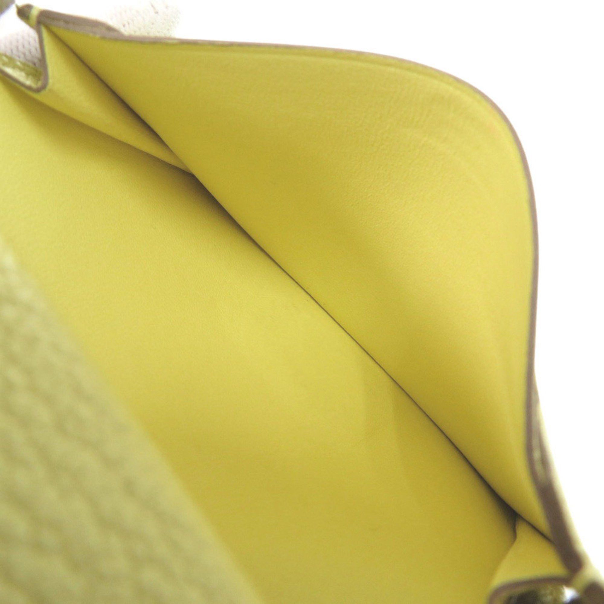 Hermes Like new Hermès Bearn card case, Chevre Mysore, lime, W stamp (made in 2024), yellow, 1650 HERMES Size ONE SIZE - 7 Thumbnail
