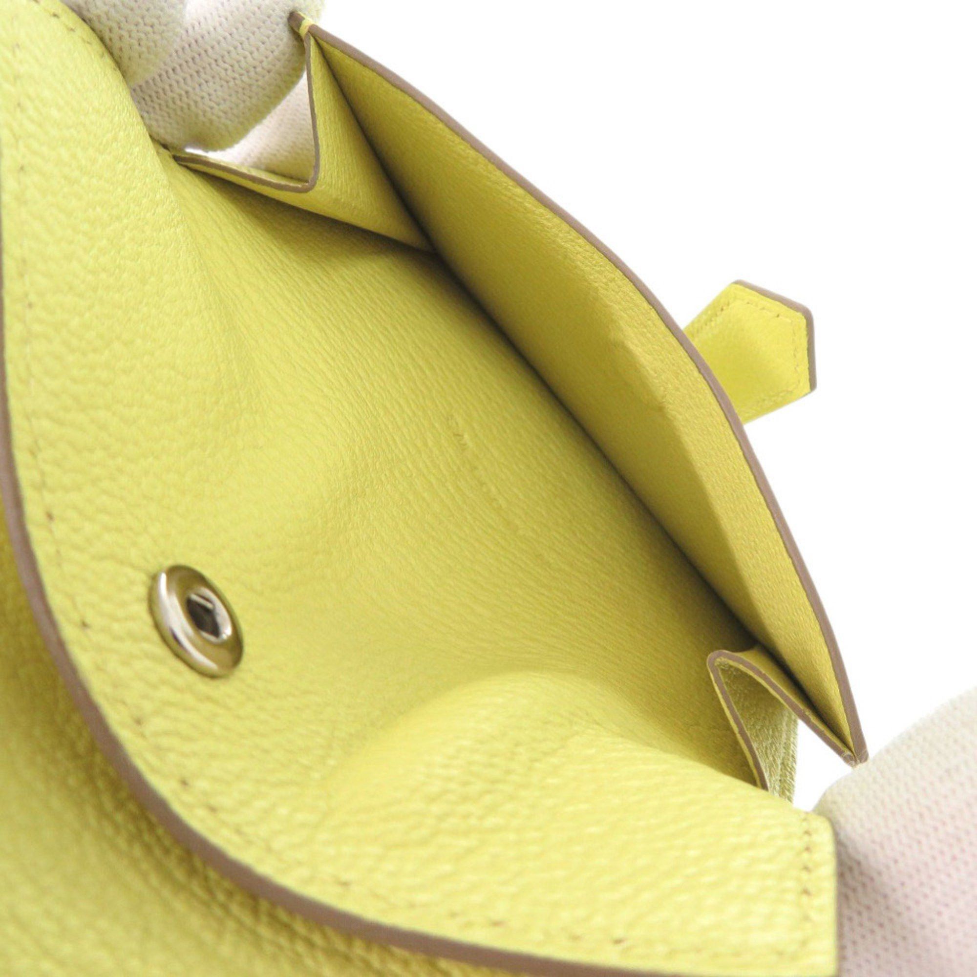 Hermes Like new Hermès Bearn card case, Chevre Mysore, lime, W stamp (made in 2024), yellow, 1650 HERMES Size ONE SIZE - 6 Thumbnail