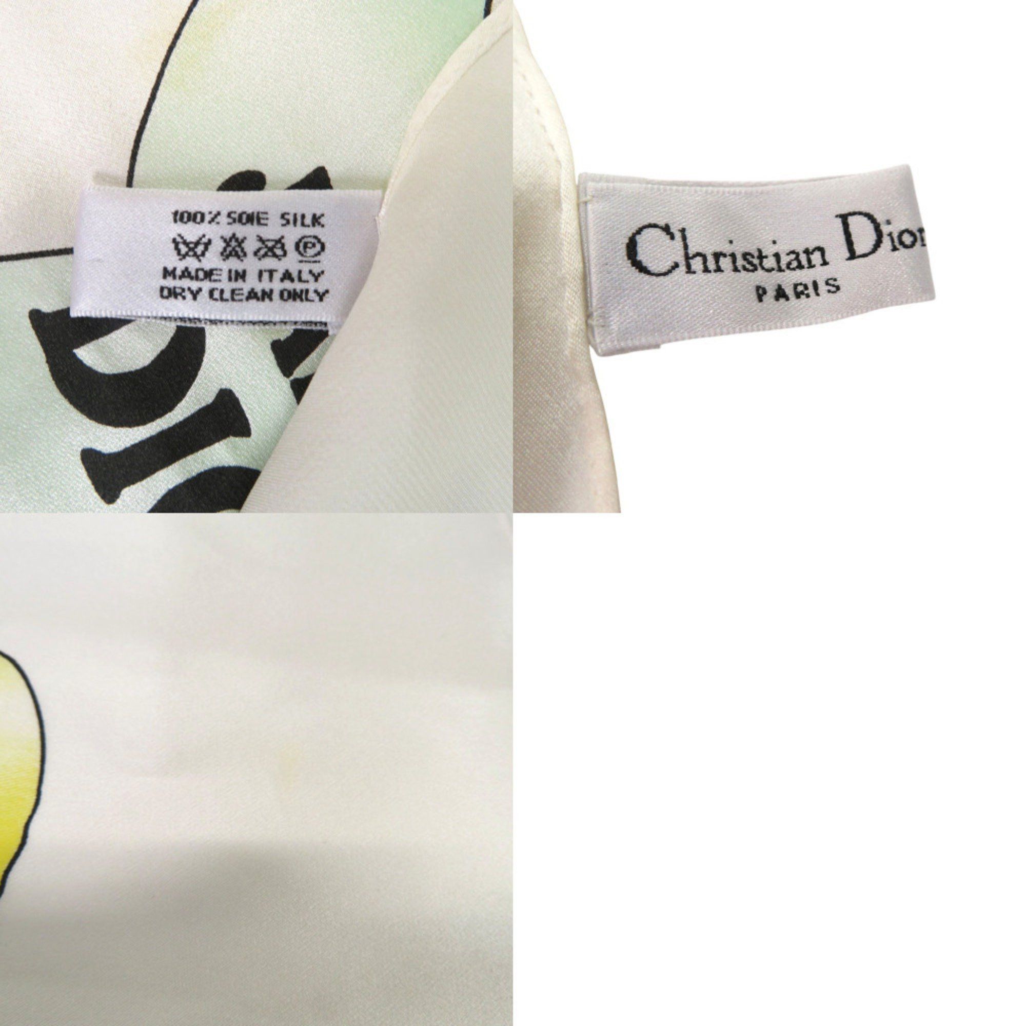 Dior Christian Dior J'ADORE DIOR Scarf/Muffler with Heart, Ribbon, and Flower Design, Silk, White, 0026, for Girls Size ONE SIZE - 10 Thumbnail