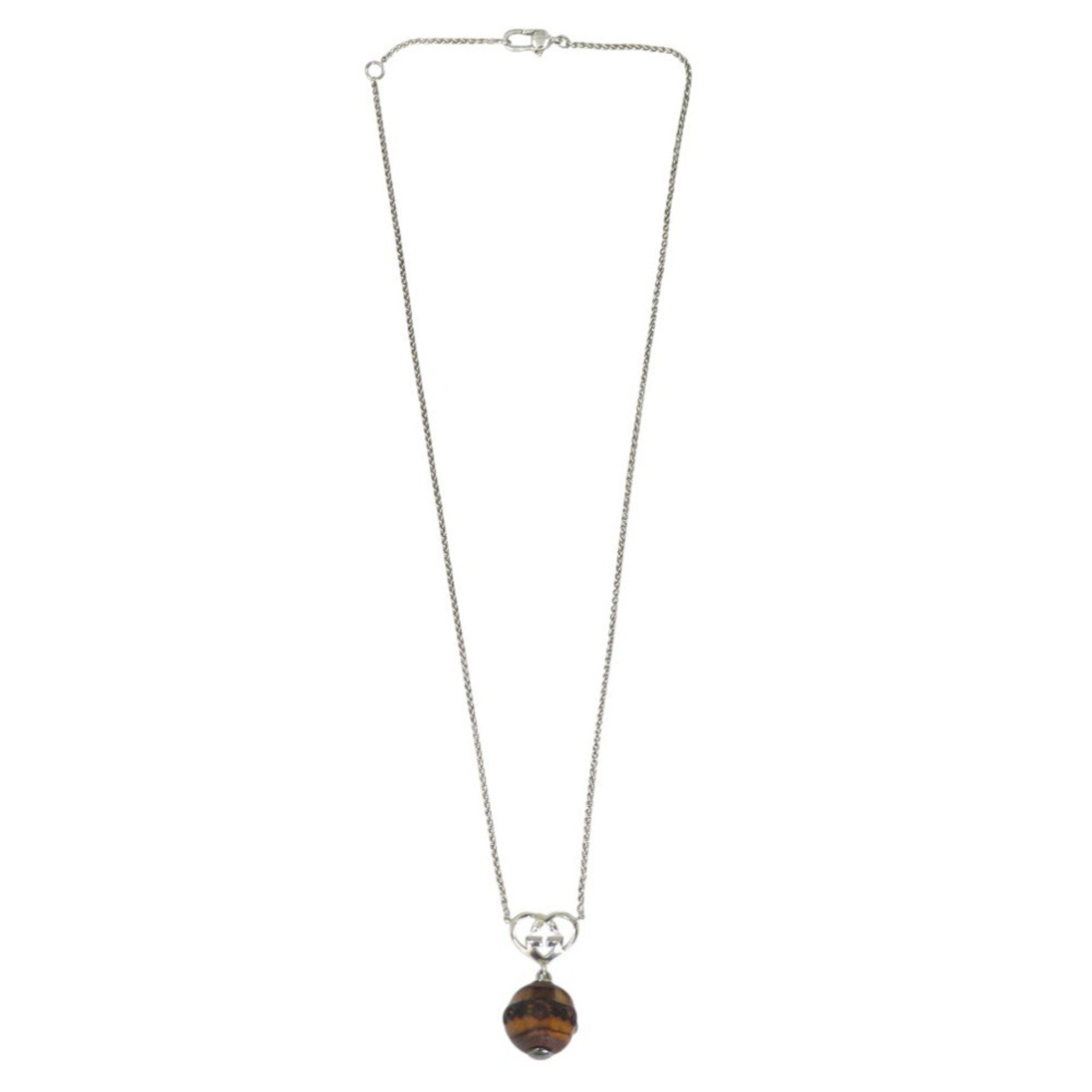 Gucci Gucci Interlocking G Heart Pendant Necklace in Sterling Silver with Bamboo Finish (0530) Size ONE SIZE - 2 Thumbnail