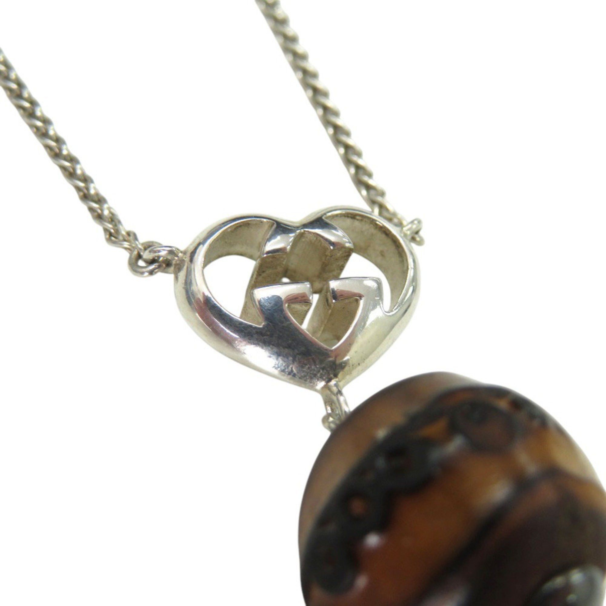 Gucci Gucci Interlocking G Heart Pendant Necklace in Sterling Silver with Bamboo Finish (0530) Size ONE SIZE - 4 Thumbnail