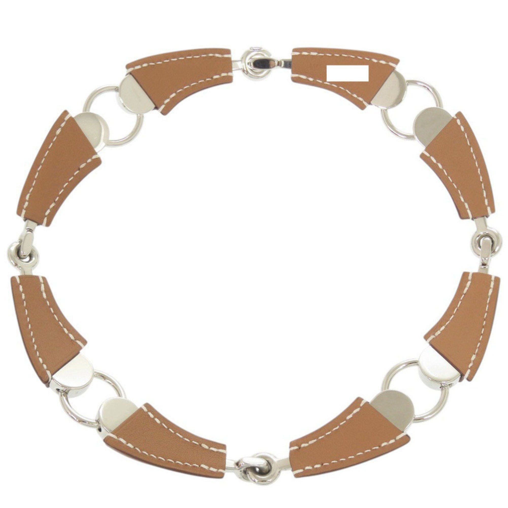 Hermes Like new Hermès Epure Equestre Vaubarenia/Fauve metal necklace with silver hardware and a W stamp (made in 2024). Brown choker necklace, item number 0415. This HERMES is for women. Size ONE SIZE - 3 Thumbnail