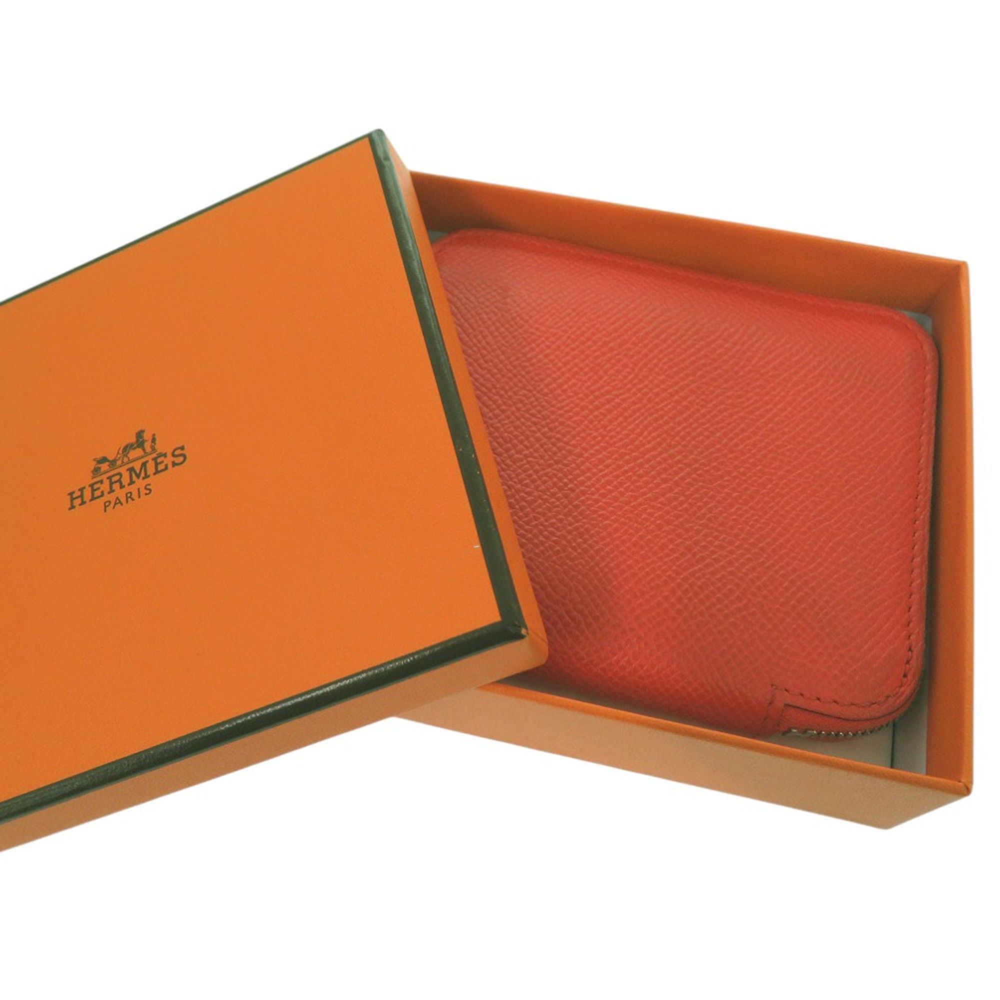 Hermes Hermès Azap Compact Silk-in Coin Case X TS 011 AU Leather Orange 0097 HERMES Size ONE SIZE - 2 Thumbnail