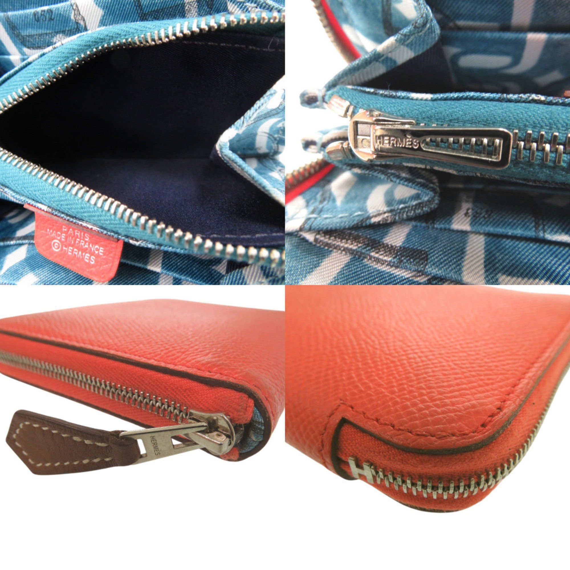 Hermes Hermès Azap Compact Silk-in Coin Case X TS 011 AU Leather Orange 0097 HERMES Size ONE SIZE - 7 Thumbnail