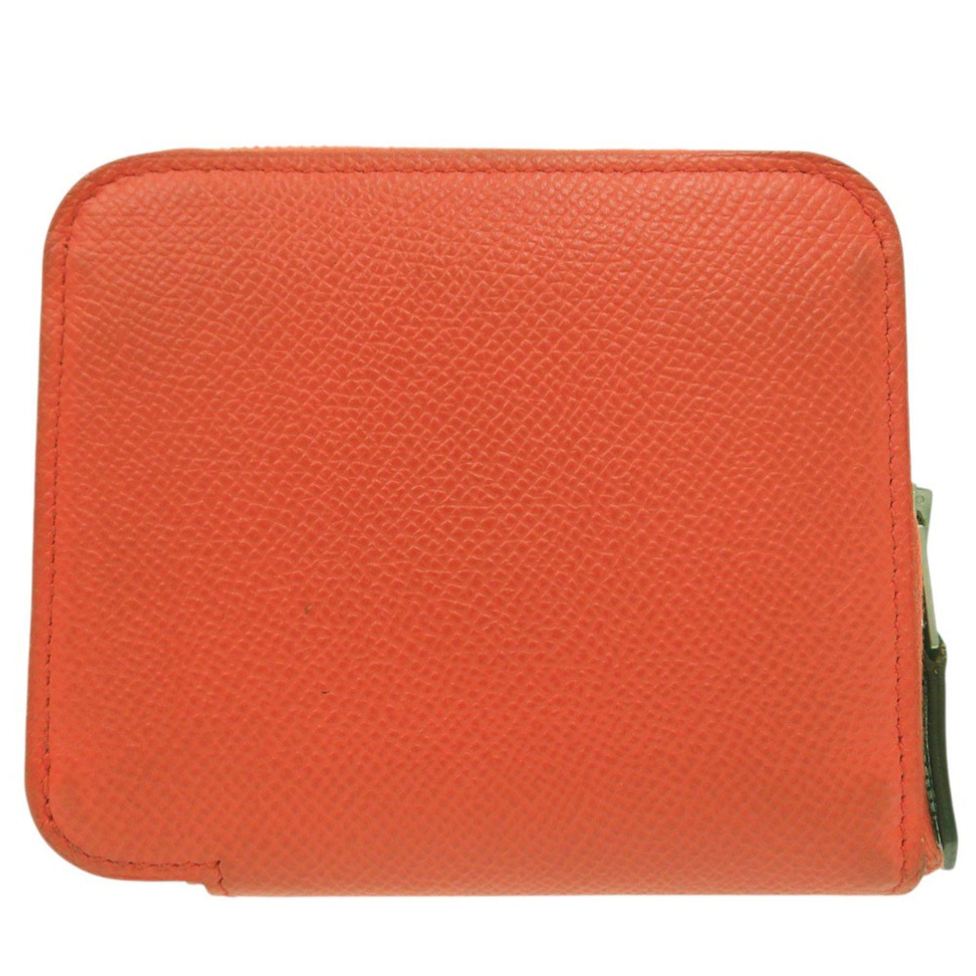 Hermes Hermès Azap Compact Silk-in Coin Case X TS 011 AU Leather Orange 0097 HERMES Size ONE SIZE - 3 Thumbnail