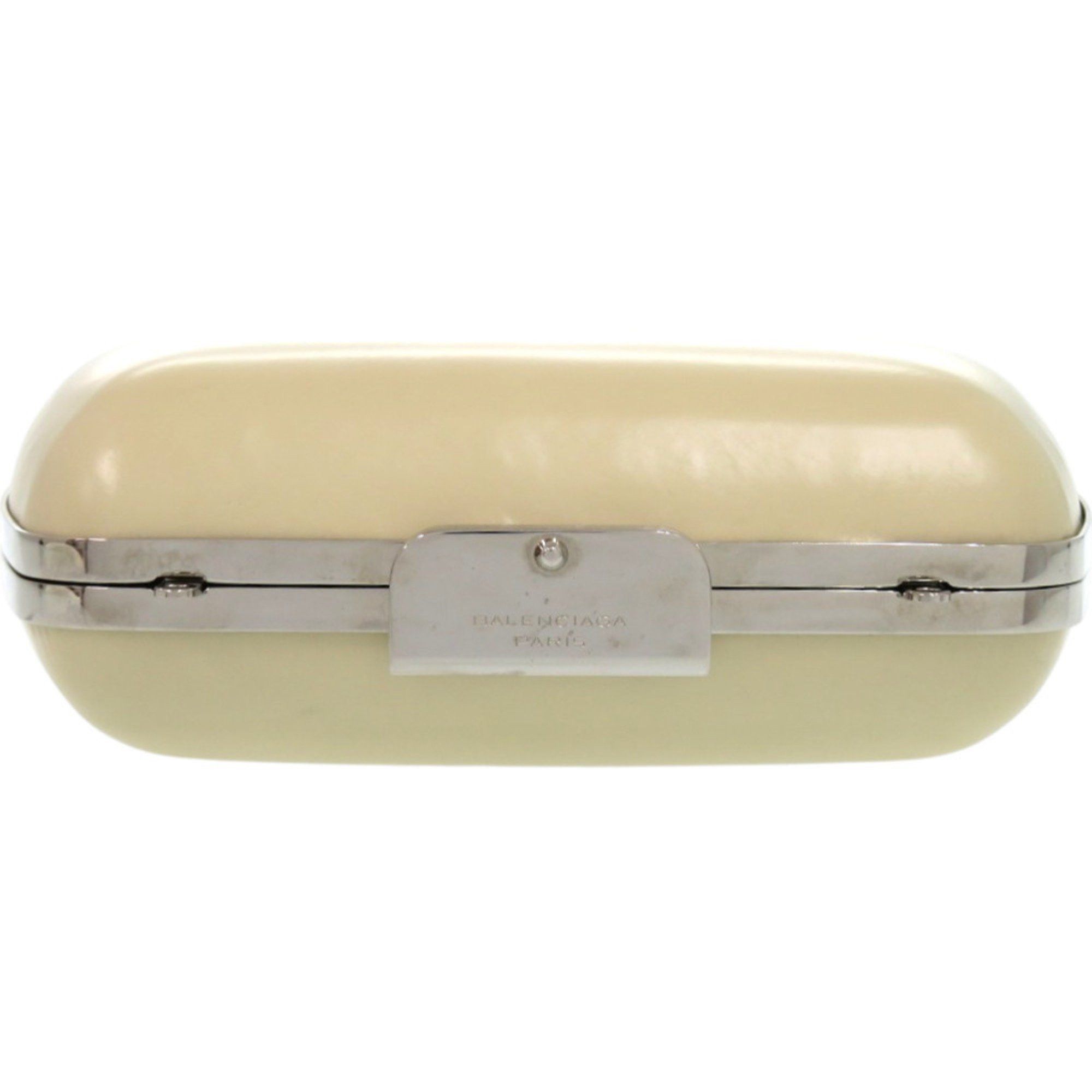 Balenciaga Balenciaga 1518 BALENCIAGA Clasp Purse 1 27276 Leather Metal Silver Hardware Ivory White Shoulder Bag Size ONE SIZE - 3 Thumbnail