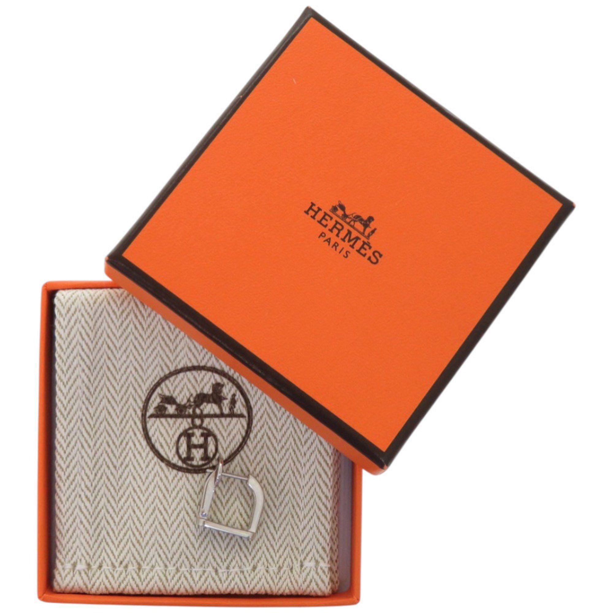 Hermes Like new Hermès Etrier single earring (single earring) H077357FP05, lacquered metal with blue ring, 1636 HERMES Size ONE SIZE - 3 Thumbnail