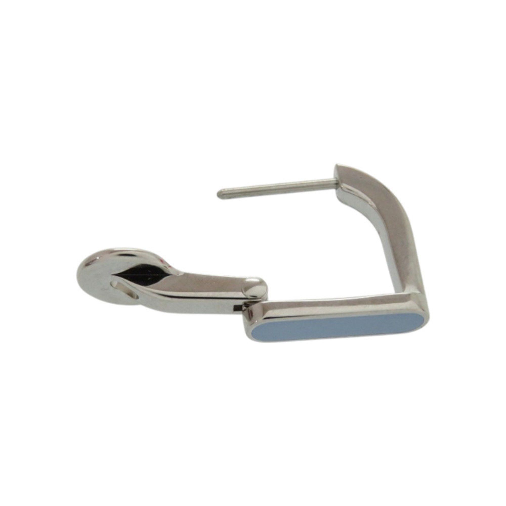 Hermes Like new Hermès Etrier single earring (single earring) H077357FP05, lacquered metal with blue ring, 1636 HERMES Size ONE SIZE - 5 Thumbnail