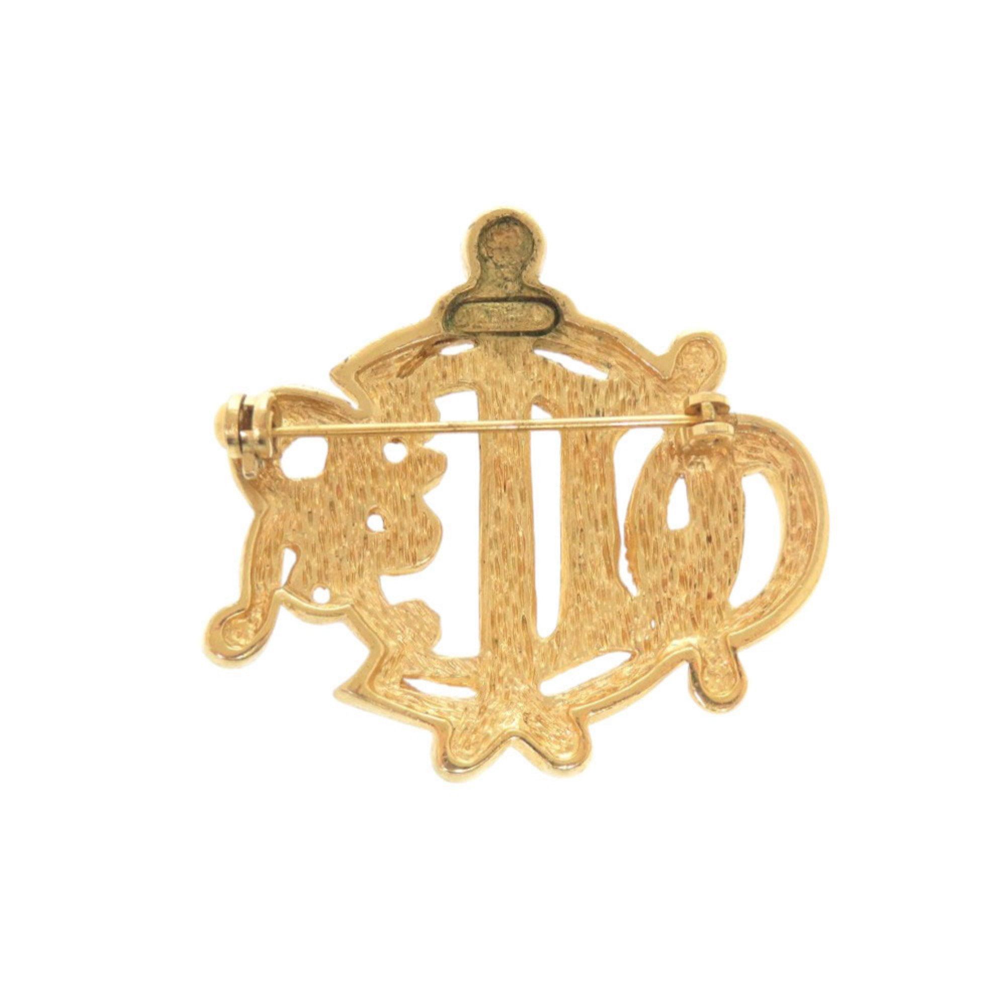 Dior Christian Dior Emblem Metal Gold Brooch 0637 Size ONE SIZE - 2 Thumbnail