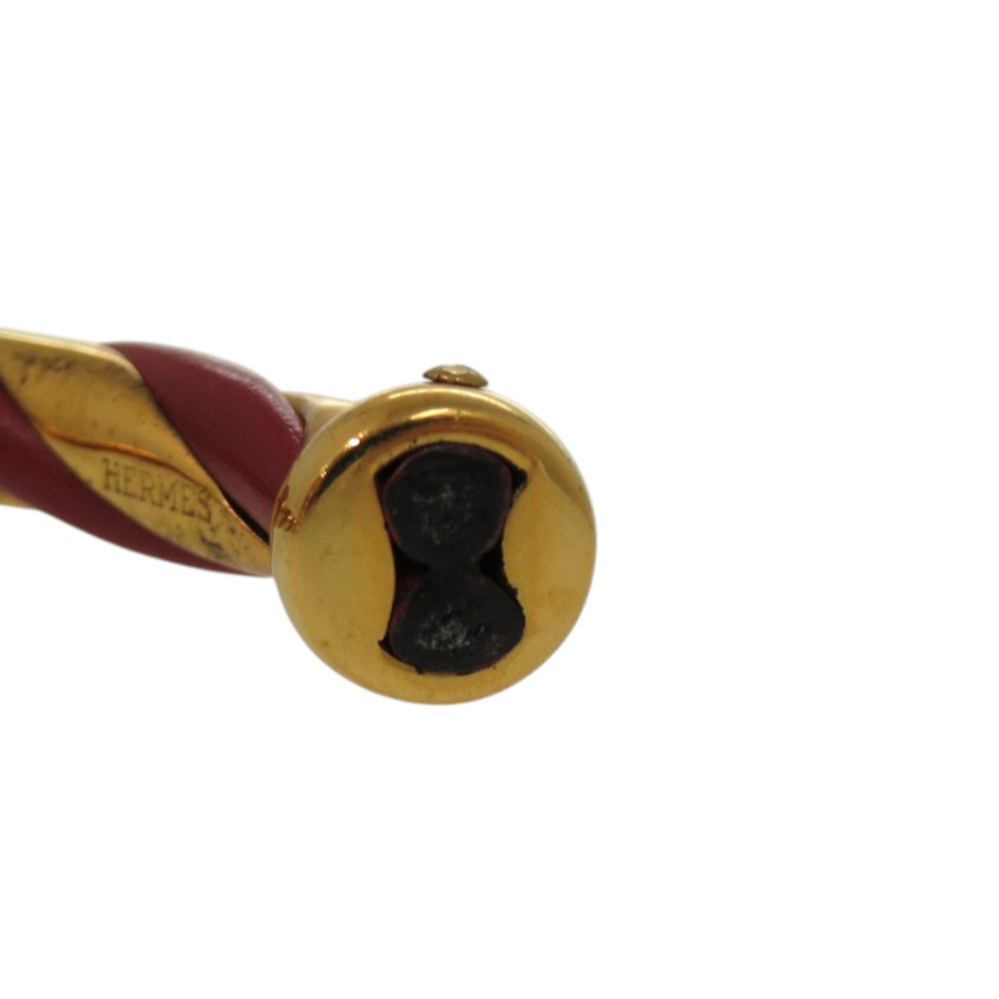 Hermes Hermes Twist Metal Leather Bangle, Red Gold Hardware, 0079 HERMES Size ONE SIZE - 6 Thumbnail