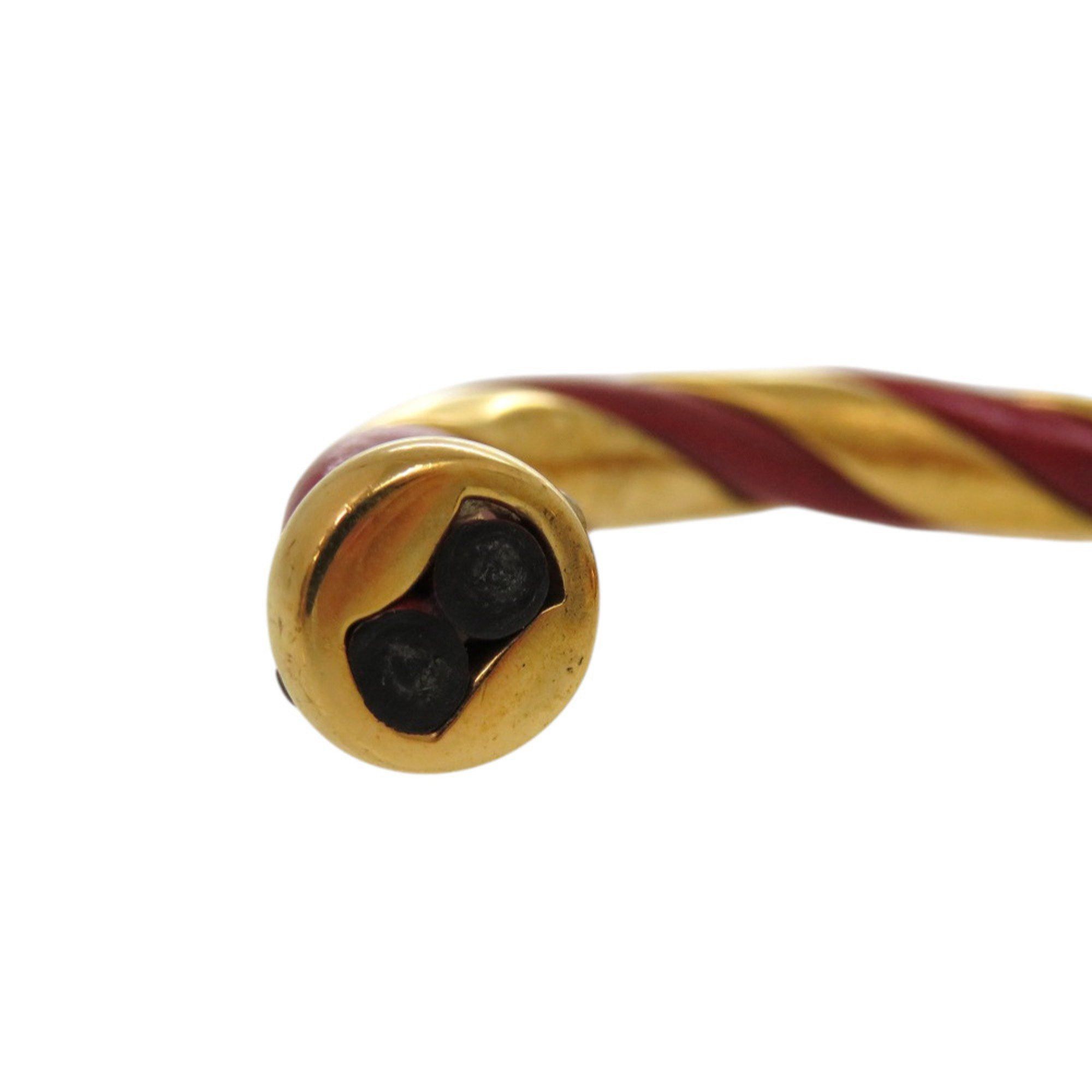 Hermes Hermes Twist Metal Leather Bangle, Red Gold Hardware, 0079 HERMES Size ONE SIZE - 7 Thumbnail