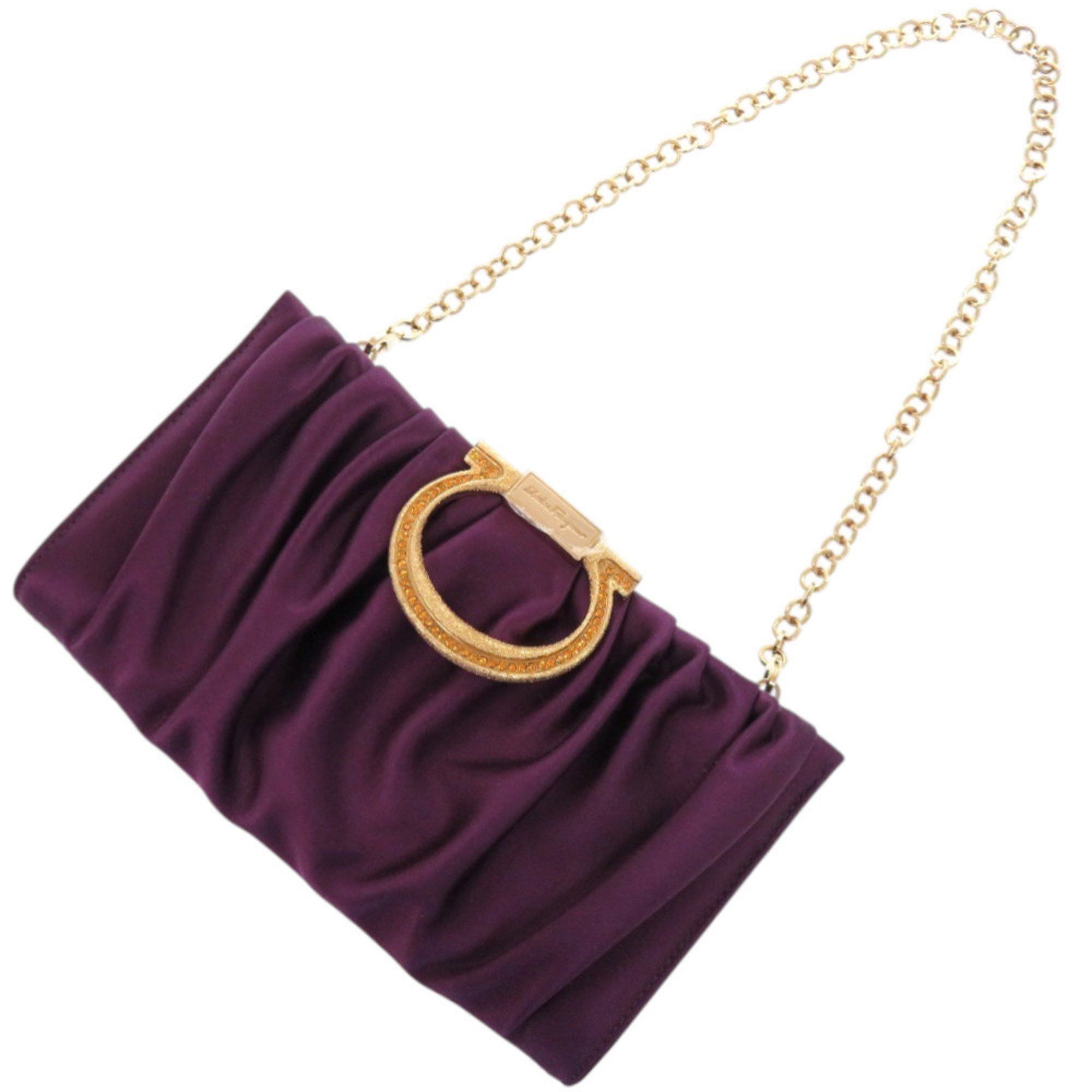 Salvatore Ferragamo Like new Salvatore Ferragamo Gancini E0 21 B912 satin purple clutch bag 0467 Size ONE SIZE - 6 Thumbnail