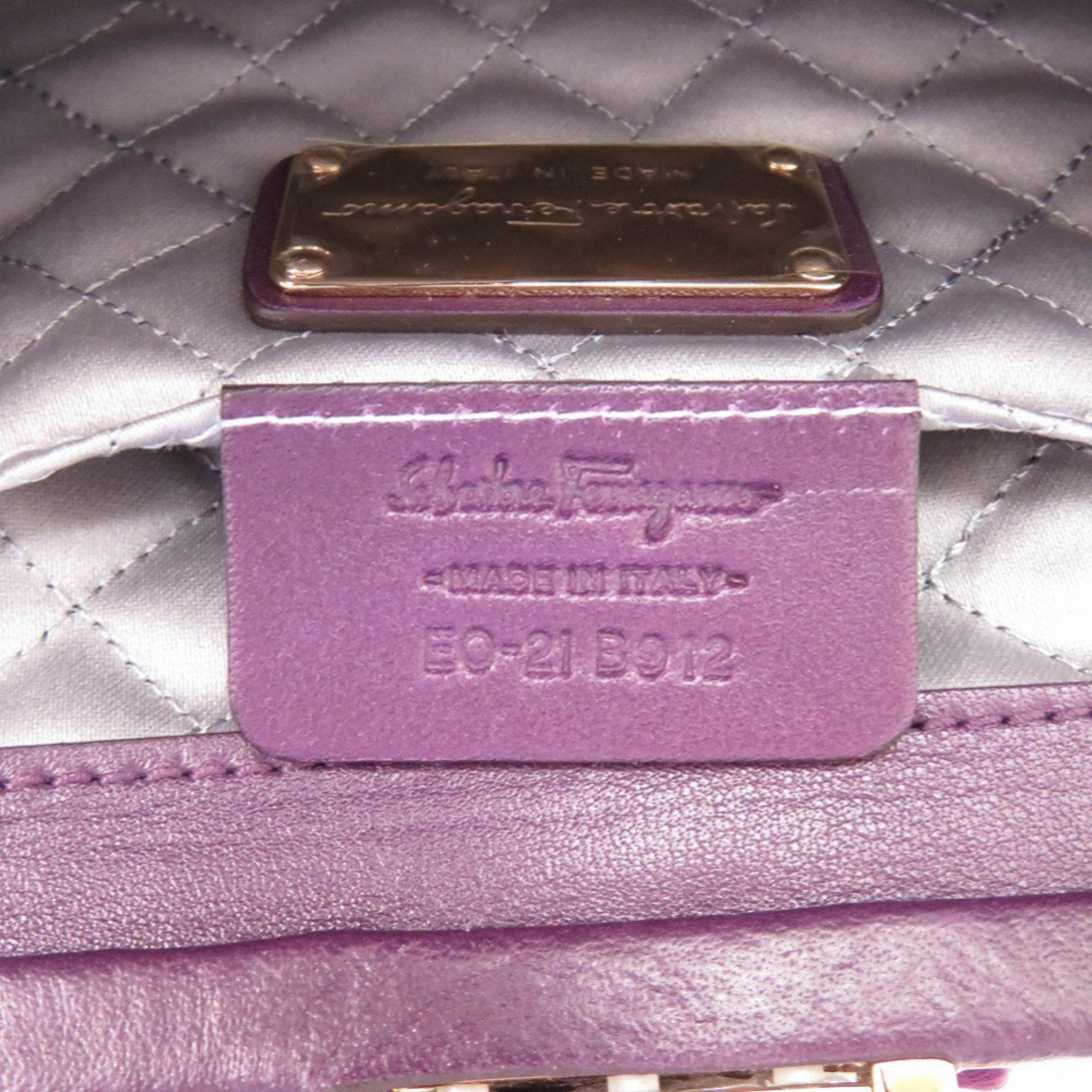 Salvatore Ferragamo Like new Salvatore Ferragamo Gancini E0 21 B912 satin purple clutch bag 0467 Size ONE SIZE - 9 Thumbnail
