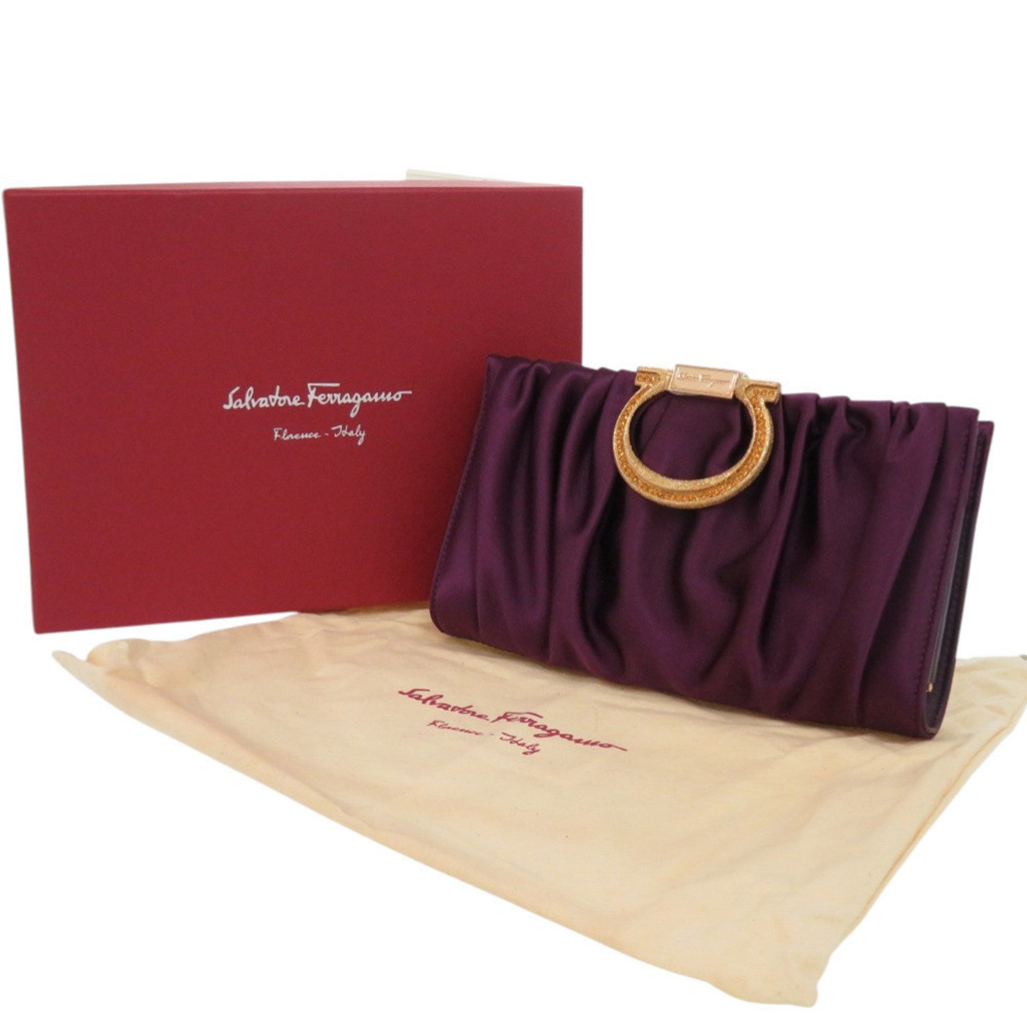 Salvatore Ferragamo Like new Salvatore Ferragamo Gancini E0 21 B912 satin purple clutch bag 0467 Size ONE SIZE - 2 Thumbnail