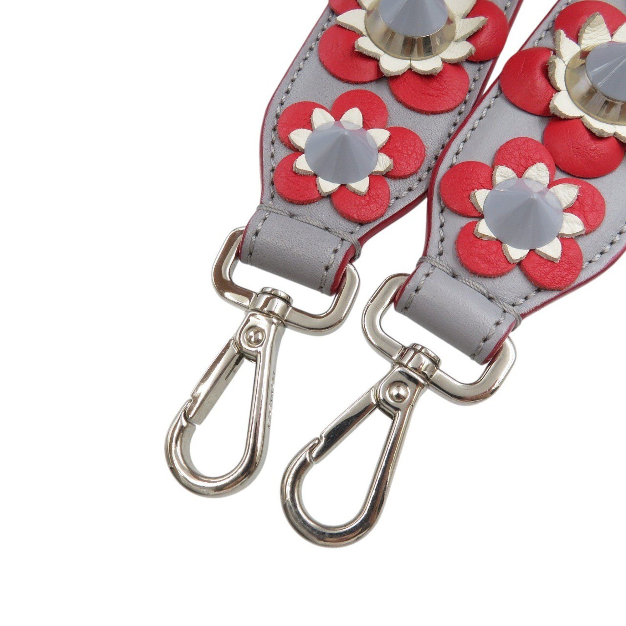 Fendi Fendi Strap You Floral Leather Shoulder in Red, Gray, and White (1664) Size ONE SIZE - 4 Thumbnail