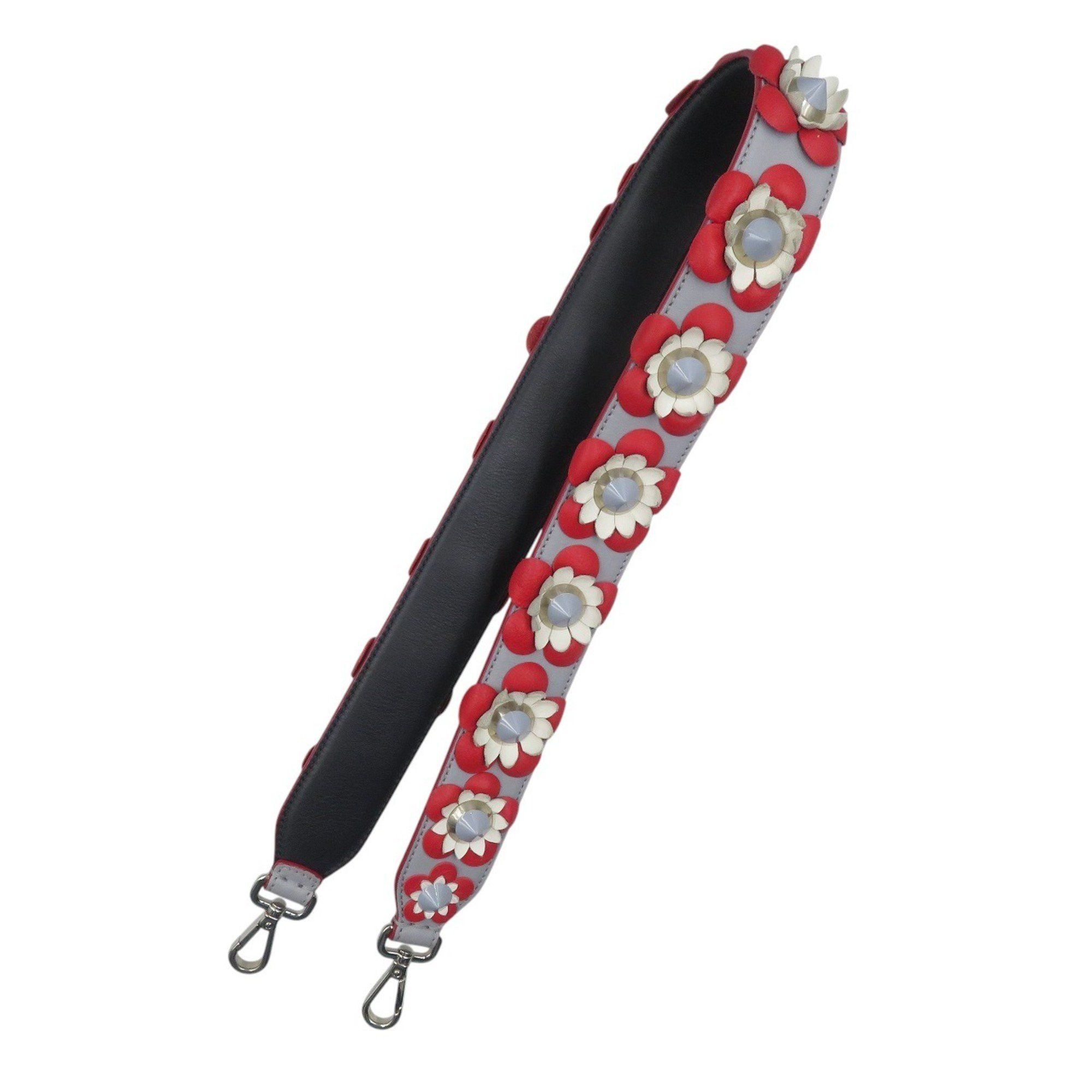 Fendi Fendi Strap You Floral Leather Shoulder in Red, Gray, and White (1664) Size ONE SIZE - 2 Thumbnail