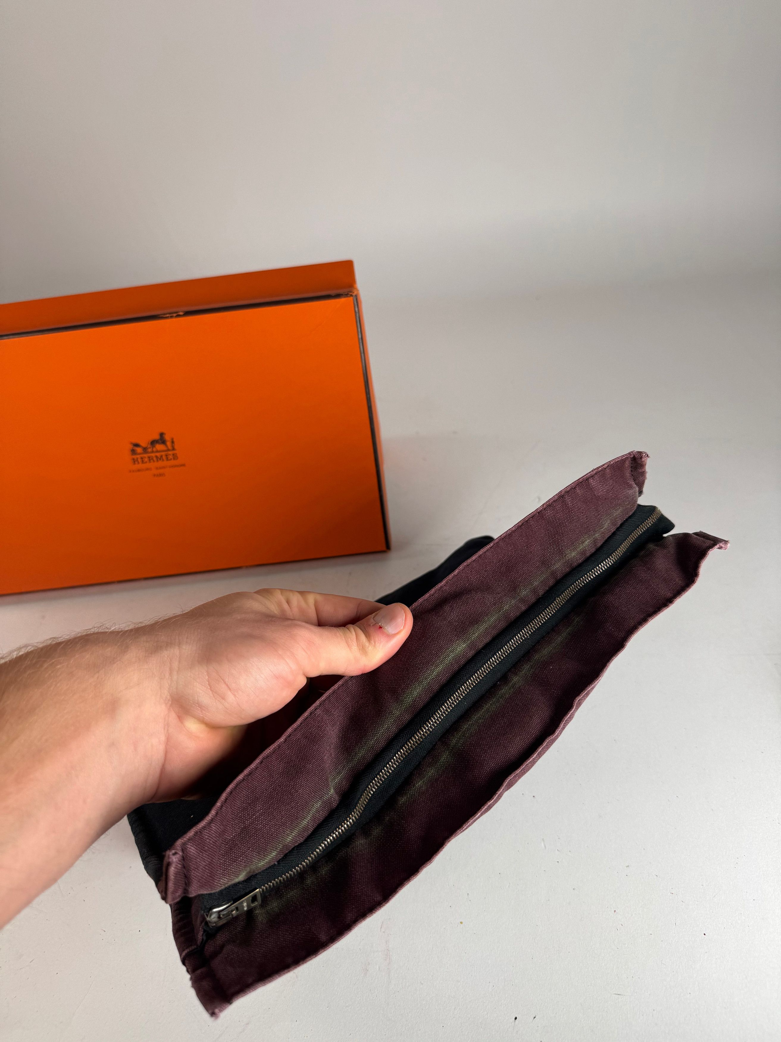 Other Vintage Hermes Canvas Clutch Purple Black Size ONE SIZE - 4 Thumbnail