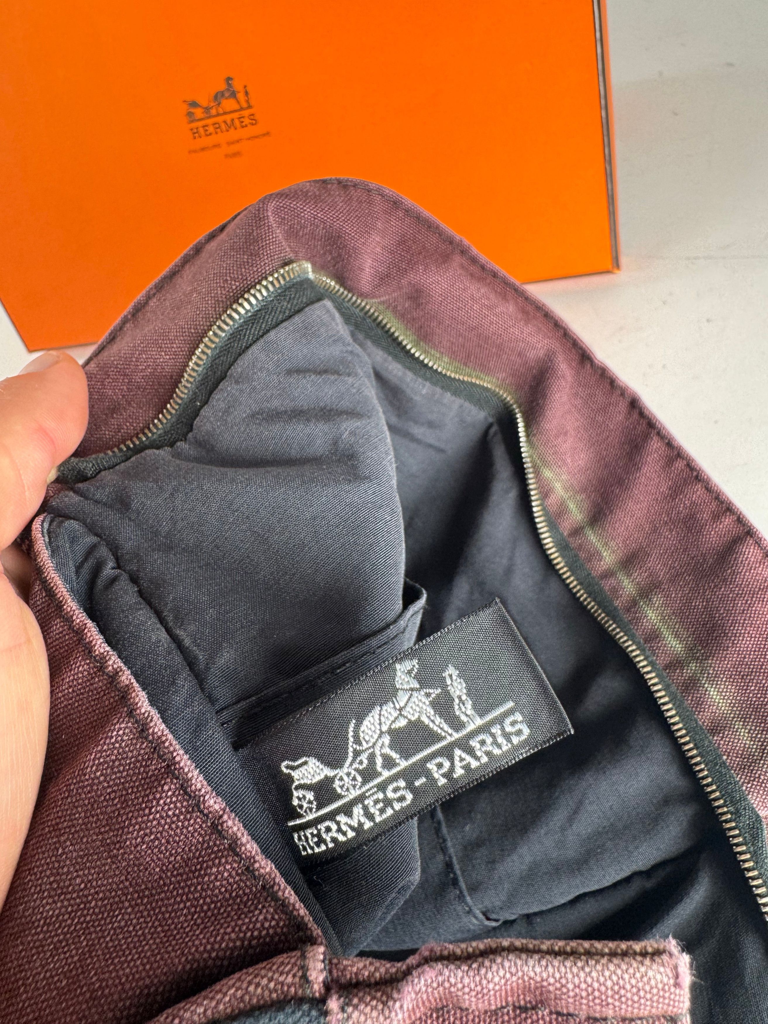 Other Vintage Hermes Canvas Clutch Purple Black Size ONE SIZE - 5 Thumbnail