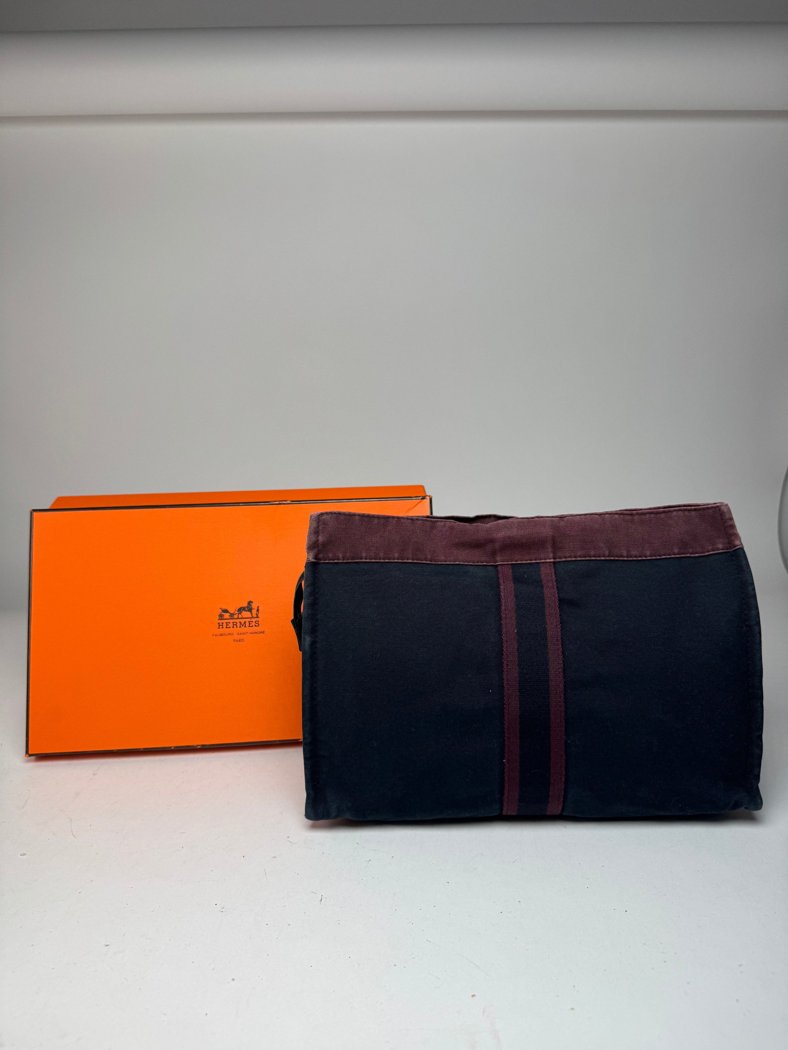 Other Vintage Hermes Canvas Clutch Purple Black Size ONE SIZE - 2 Thumbnail