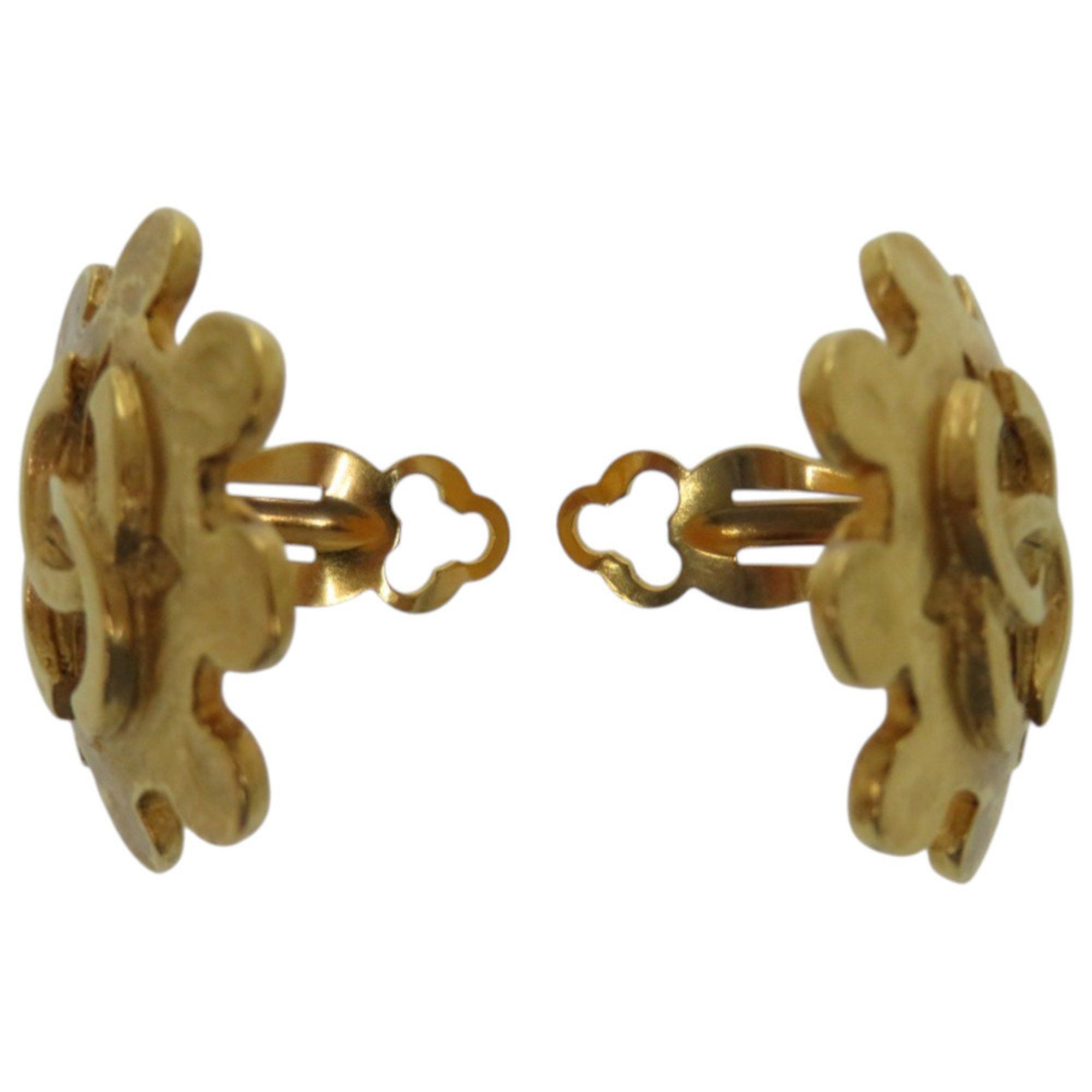 Chanel CHANEL Vintage Coco Mark Flower Metal Gold Earrings 0147 Size ONE SIZE - 3 Thumbnail