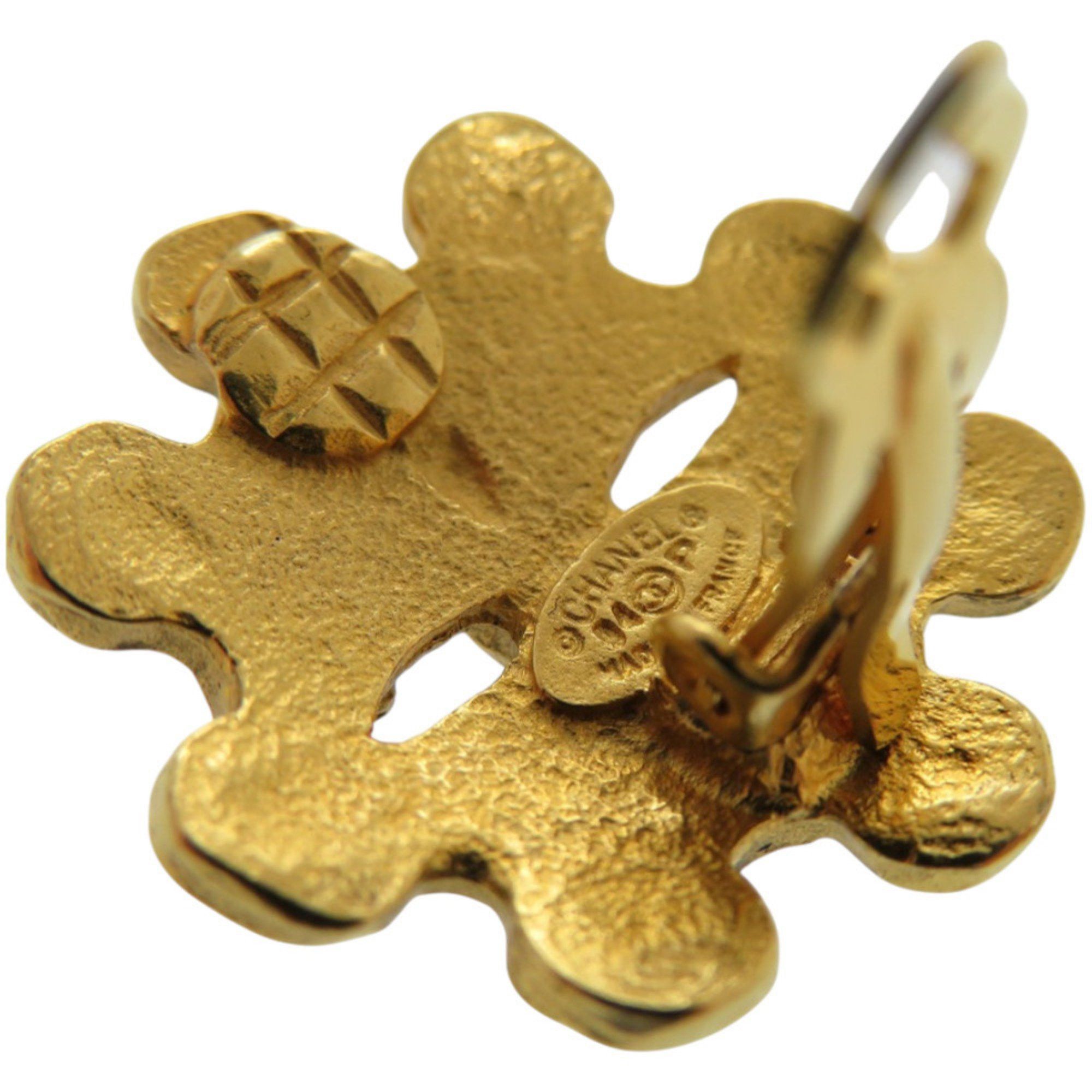 Chanel CHANEL Vintage Coco Mark Flower Metal Gold Earrings 0147 Size ONE SIZE - 5 Thumbnail