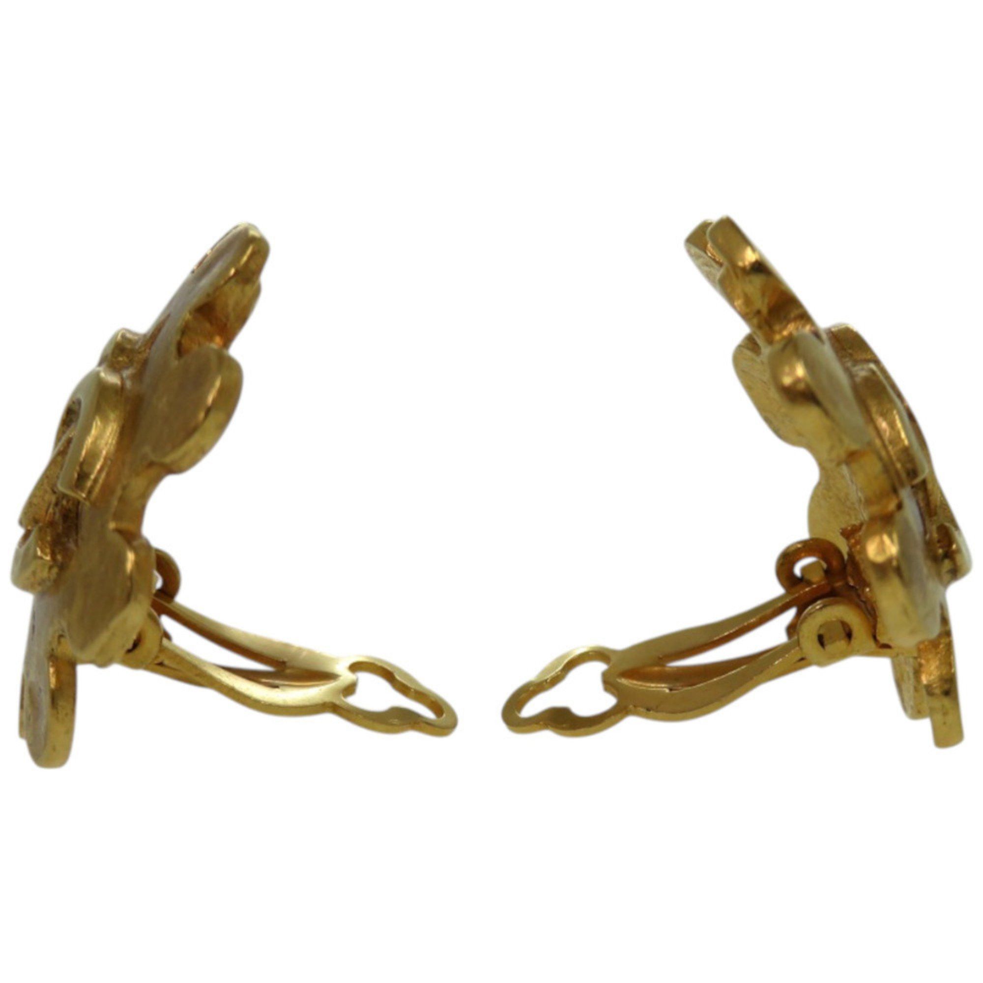 Chanel CHANEL Vintage Coco Mark Flower Metal Gold Earrings 0147 Size ONE SIZE - 4 Thumbnail