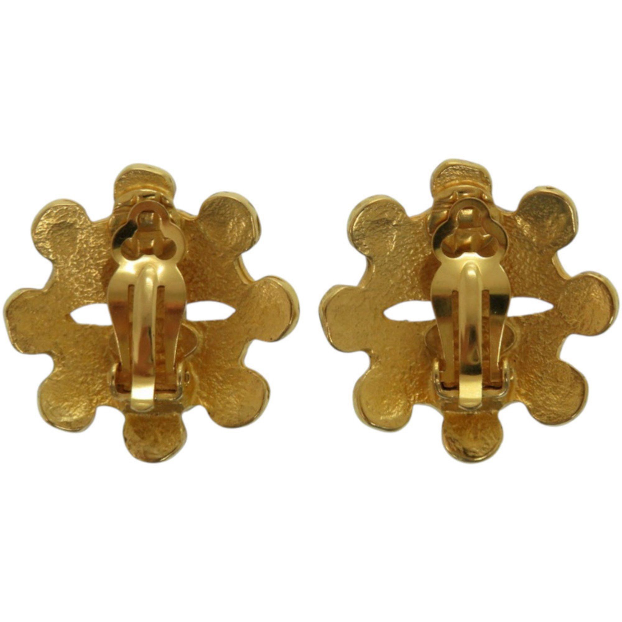 Chanel CHANEL Vintage Coco Mark Flower Metal Gold Earrings 0147 Size ONE SIZE - 2 Thumbnail