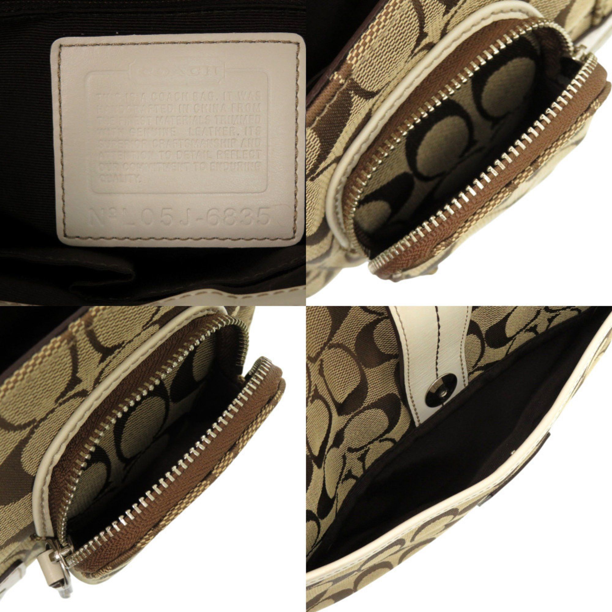 Coach Like new Coach Signature Leather Canvas Brown Shoulder Bag 0663 COACH Size ONE SIZE - 8 Thumbnail