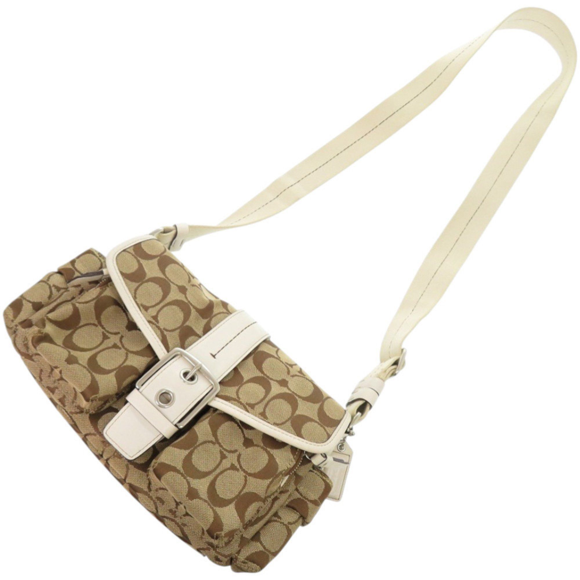 Coach Like new Coach Signature Leather Canvas Brown Shoulder Bag 0663 COACH Size ONE SIZE - 6 Thumbnail