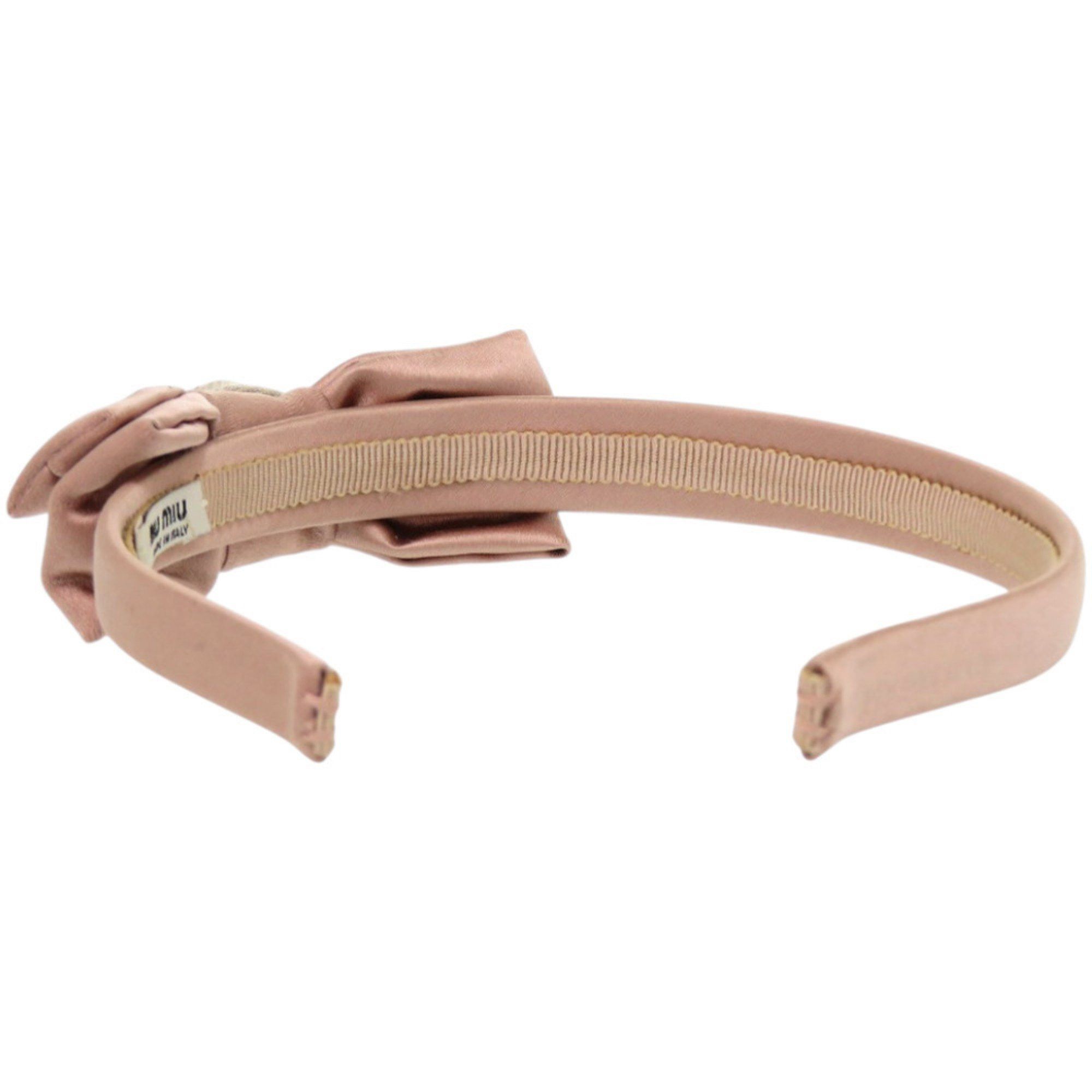 Miu Miu Miu Miu Miu Jeweled Ribbon Headband 04289 Satin Crystal Rayon F0770 CAMMEO Pink Head Accessory 0464 MIUMIU Size ONE SIZE - 4 Thumbnail