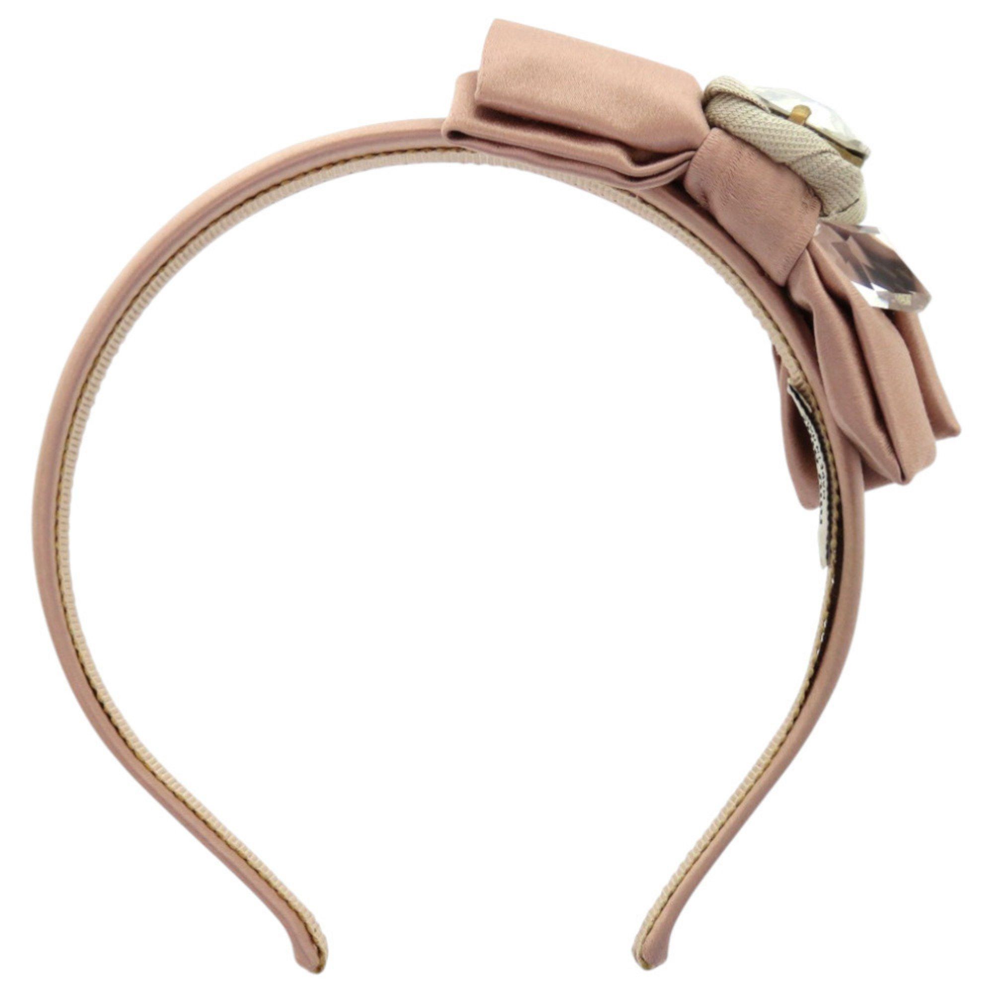Miu Miu Miu Miu Miu Jeweled Ribbon Headband 04289 Satin Crystal Rayon F0770 CAMMEO Pink Head Accessory 0464 MIUMIU Size ONE SIZE - 3 Thumbnail