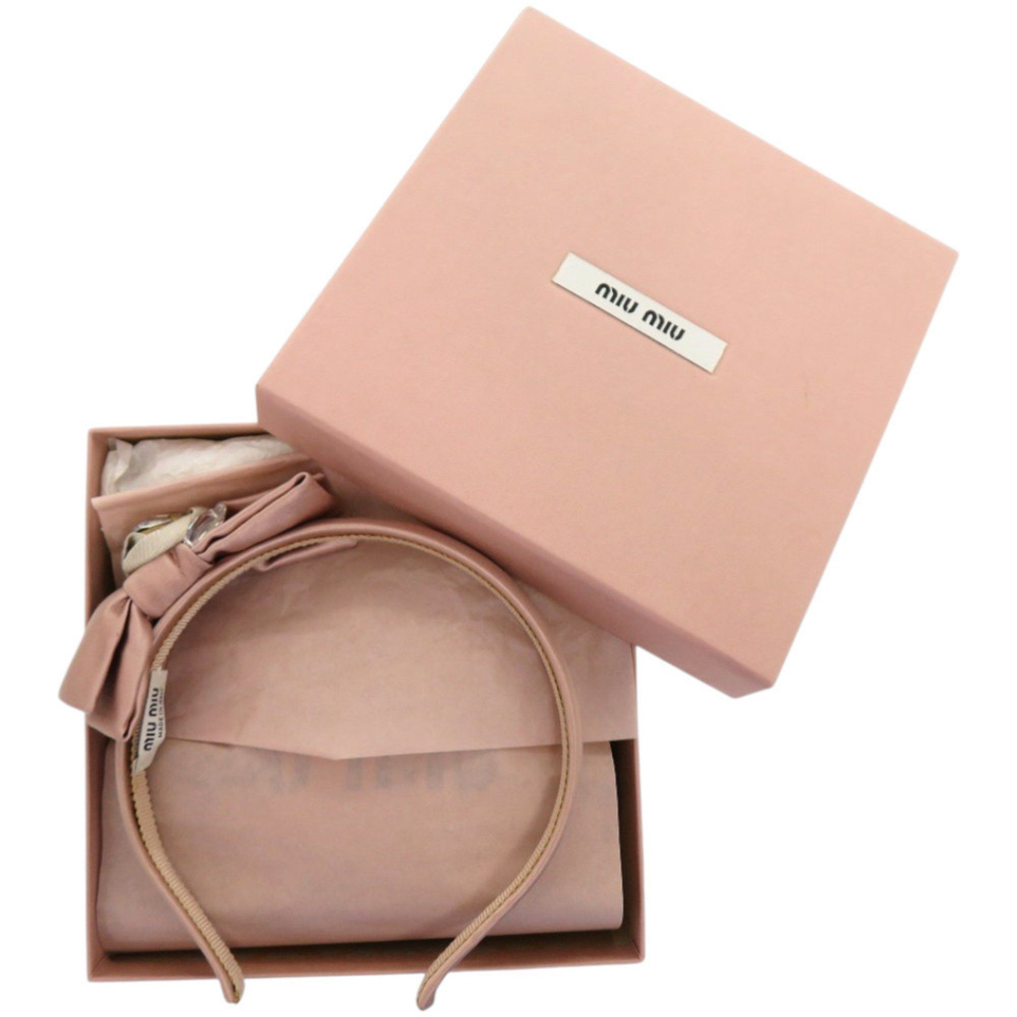 Miu Miu Miu Miu Miu Jeweled Ribbon Headband 04289 Satin Crystal Rayon F0770 CAMMEO Pink Head Accessory 0464 MIUMIU Size ONE SIZE - 2 Thumbnail