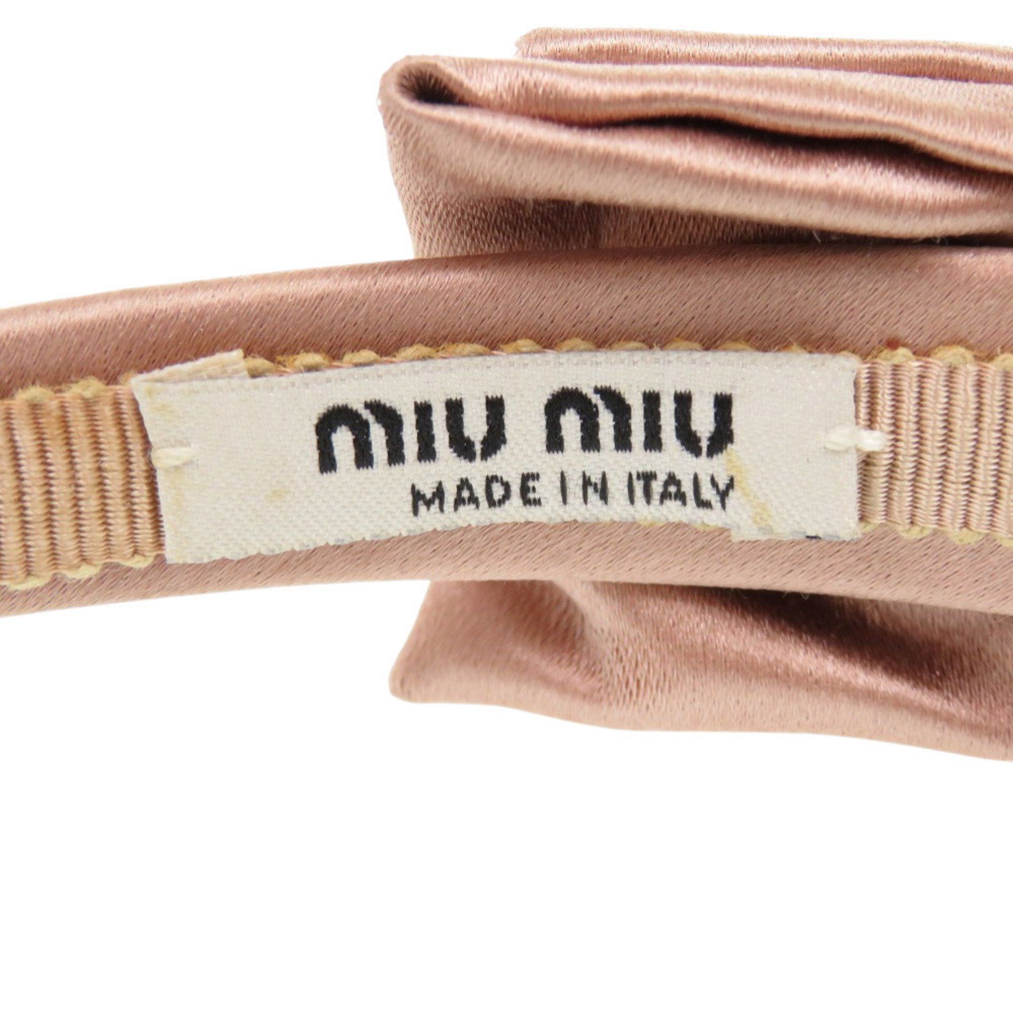 Miu Miu Miu Miu Miu Jeweled Ribbon Headband 04289 Satin Crystal Rayon F0770 CAMMEO Pink Head Accessory 0464 MIUMIU Size ONE SIZE - 6 Thumbnail
