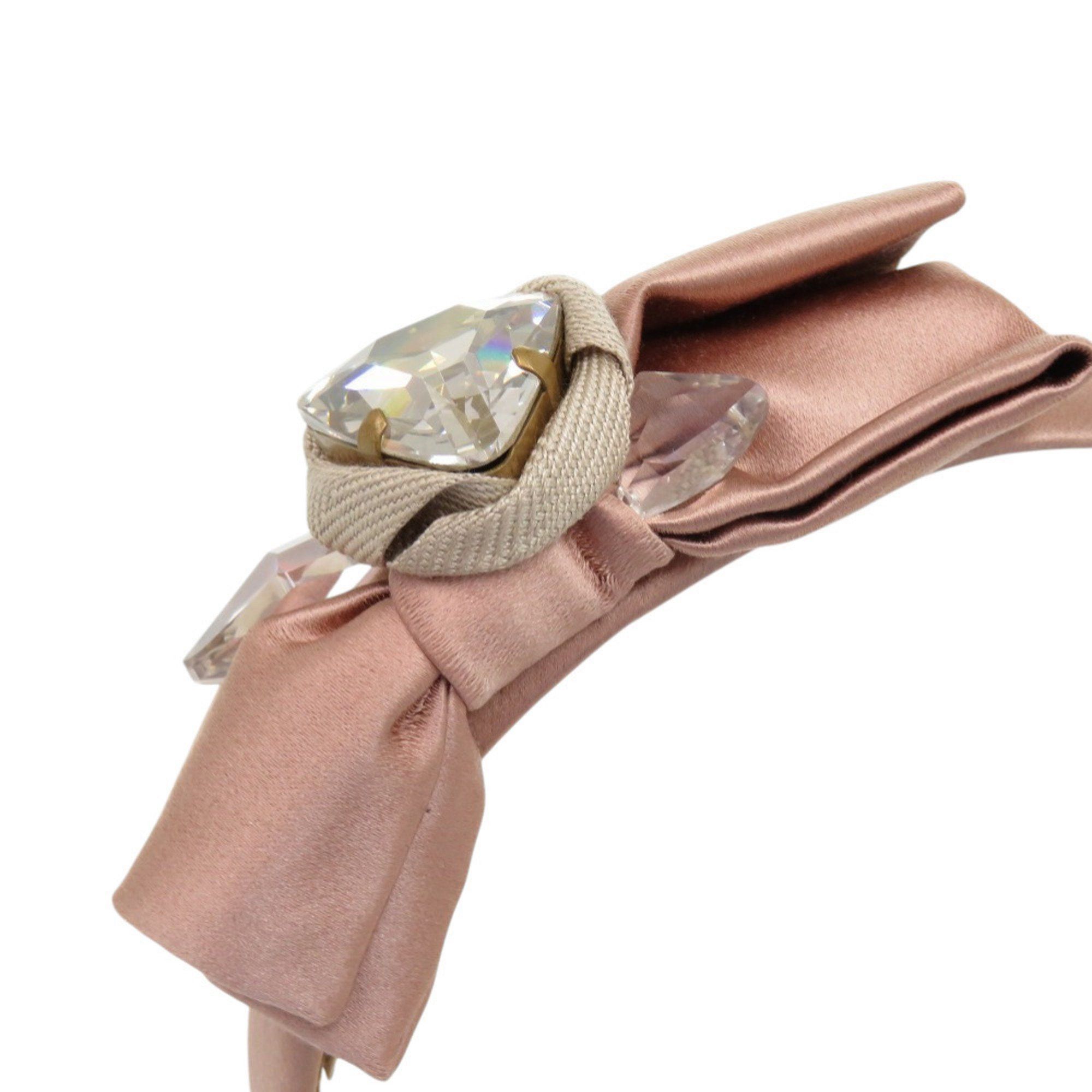 Miu Miu Miu Miu Miu Jeweled Ribbon Headband 04289 Satin Crystal Rayon F0770 CAMMEO Pink Head Accessory 0464 MIUMIU Size ONE SIZE - 7 Thumbnail