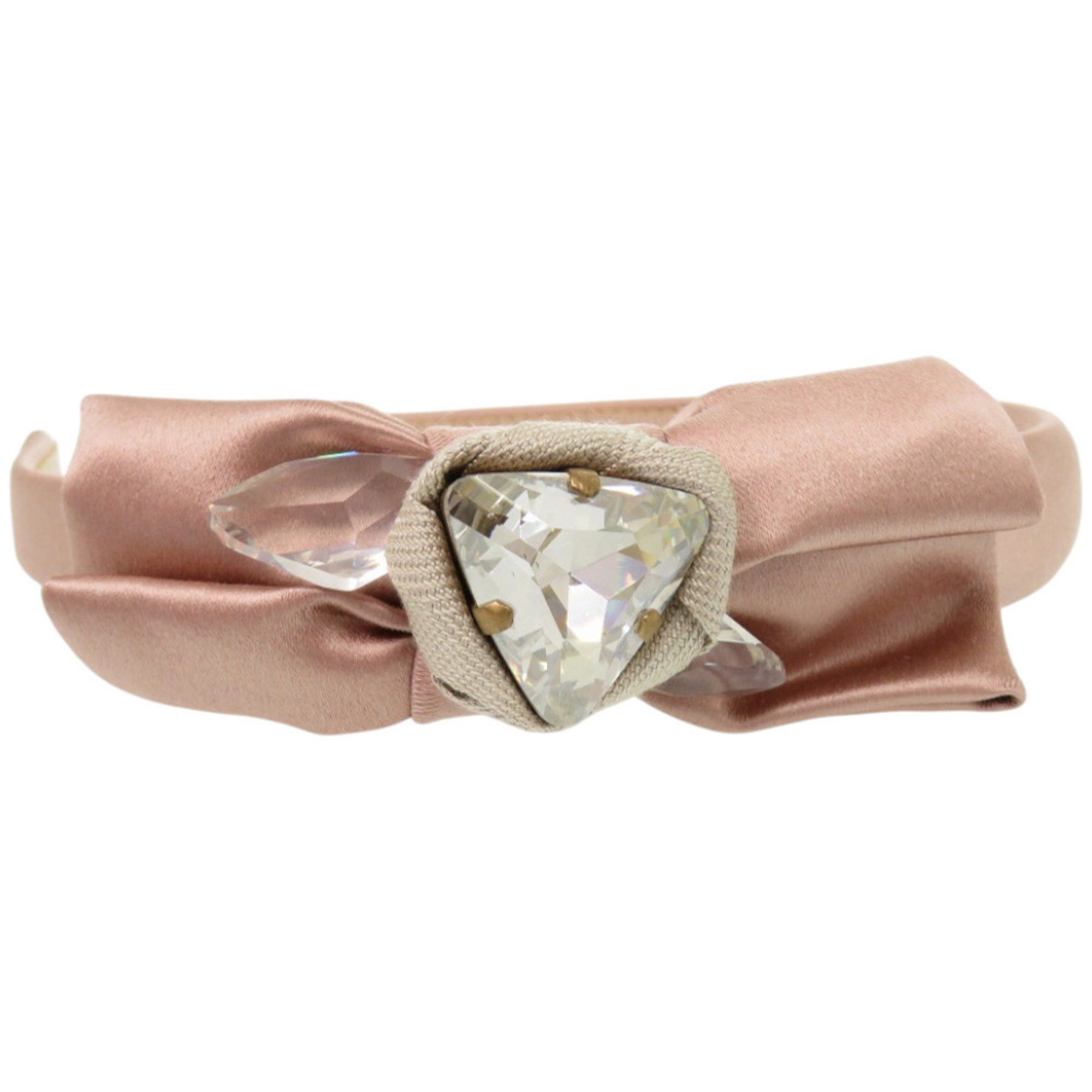 Miu Miu Miu Miu Miu Jeweled Ribbon Headband 04289 Satin Crystal Rayon F0770 CAMMEO Pink Head Accessory 0464 MIUMIU Size ONE SIZE - 8 Thumbnail