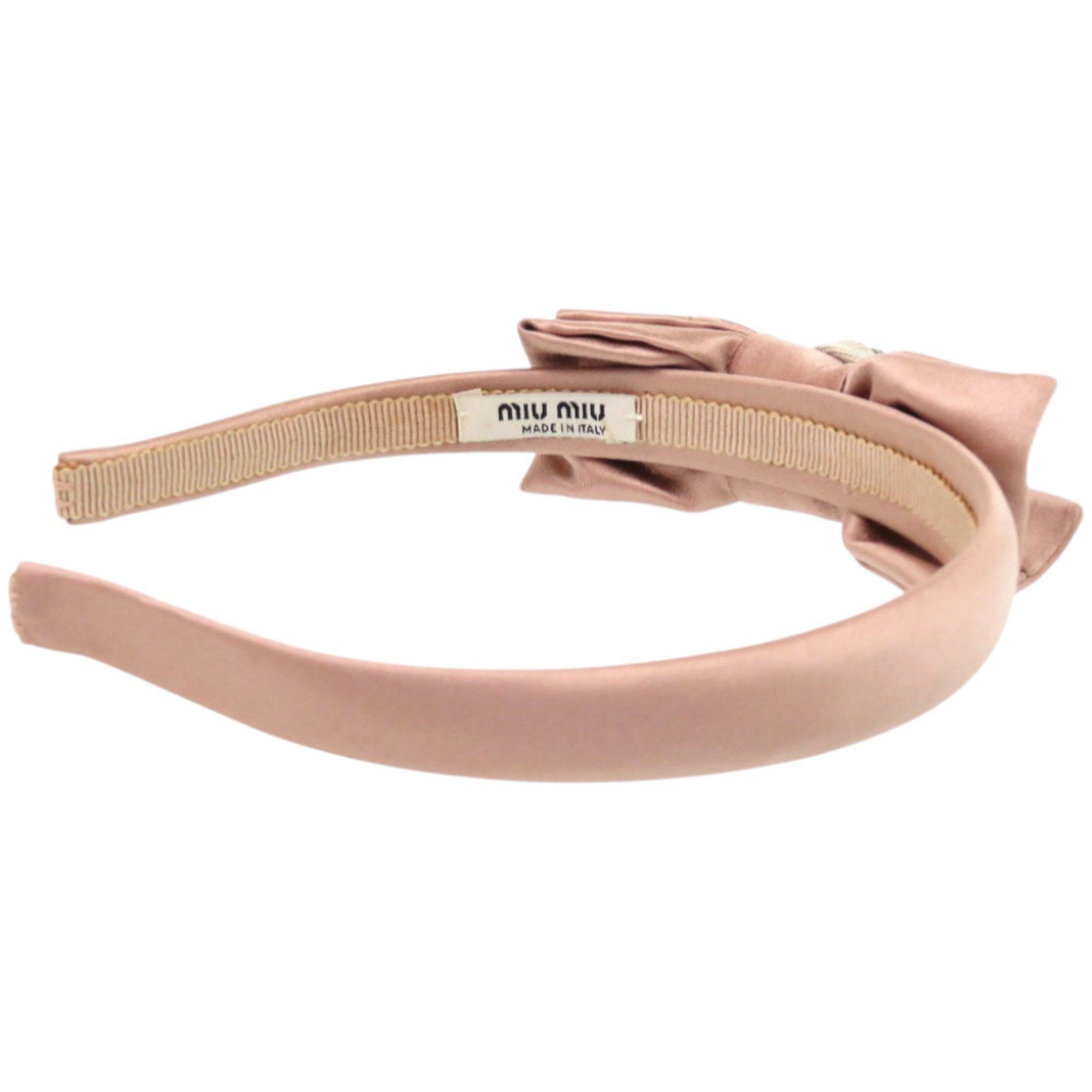 Miu Miu Miu Miu Miu Jeweled Ribbon Headband 04289 Satin Crystal Rayon F0770 CAMMEO Pink Head Accessory 0464 MIUMIU Size ONE SIZE - 5 Thumbnail
