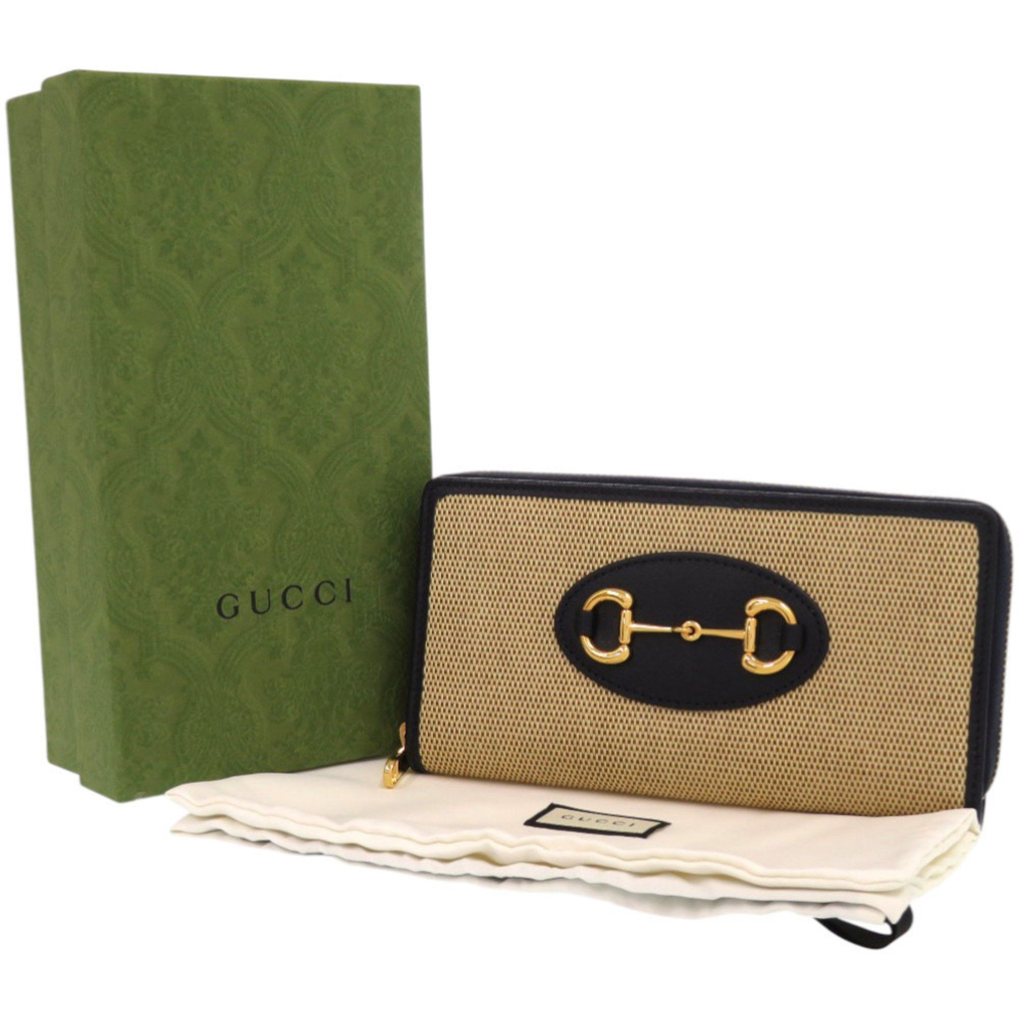 Gucci Gucci 1955 Horsebit 621889 0416 Canvas and Leather Beige Long Wallet 0392 GUCCI Size ONE SIZE - 2 Thumbnail