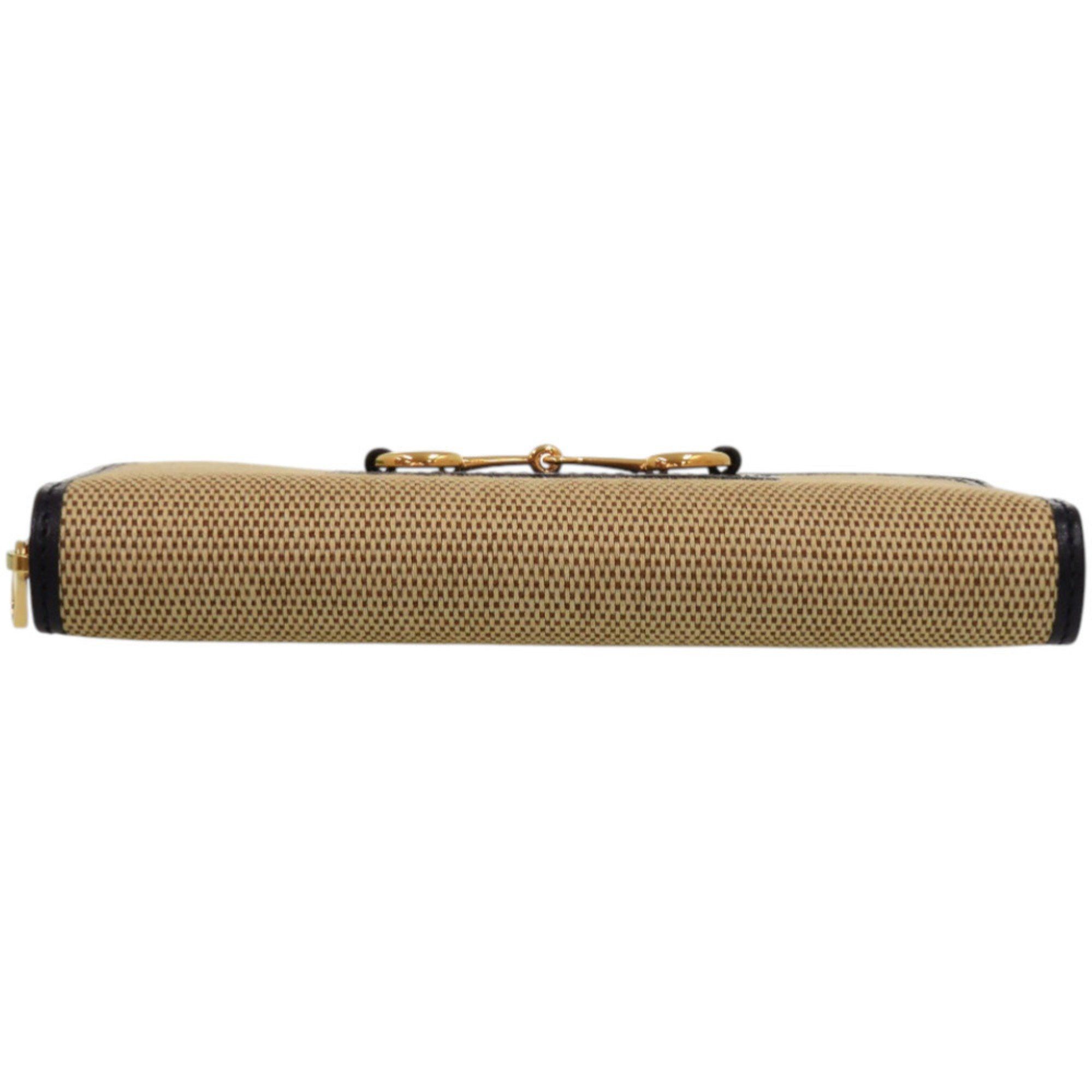 Gucci Gucci 1955 Horsebit 621889 0416 Canvas and Leather Beige Long Wallet 0392 GUCCI Size ONE SIZE - 4 Thumbnail