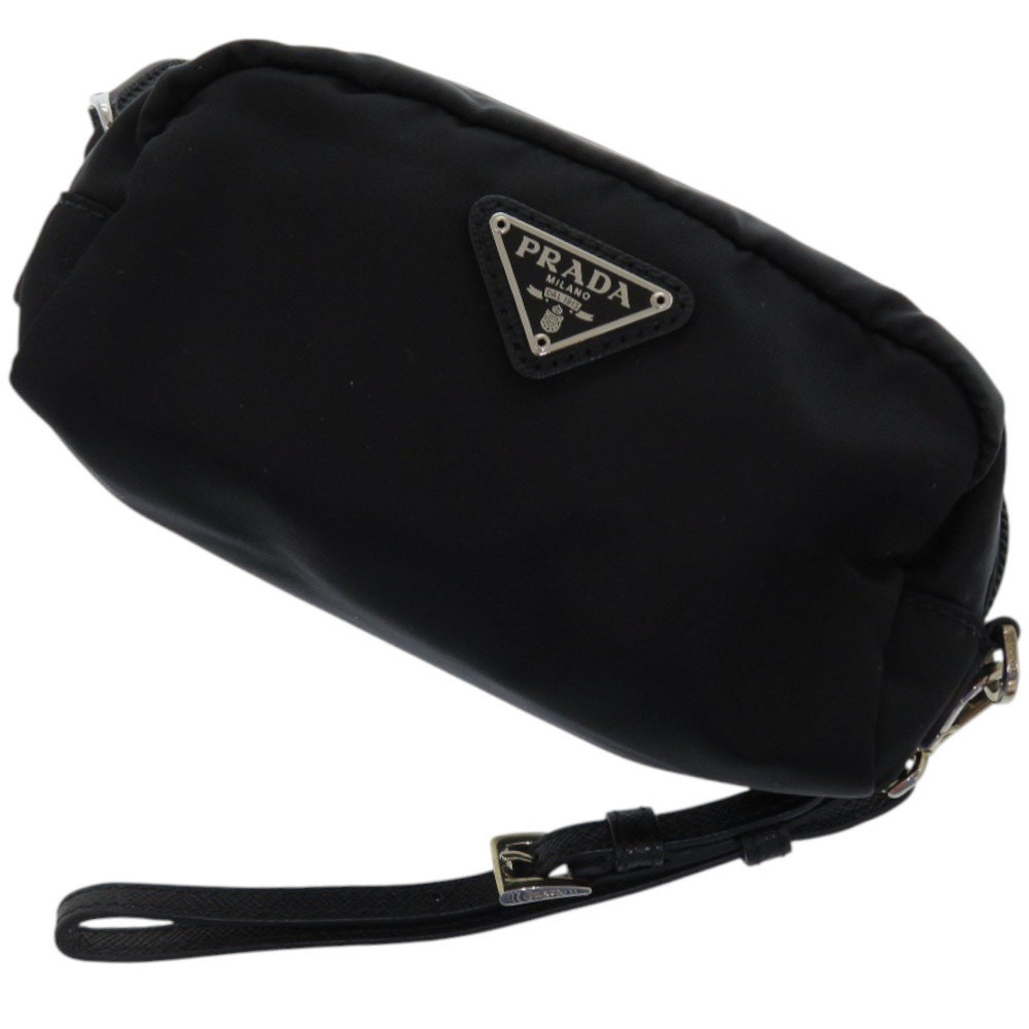 Prada Like new Prada pouch with strap, 1NE175 nylon, silver hardware, black, 0351 PRADA Size ONE SIZE - 3 Thumbnail