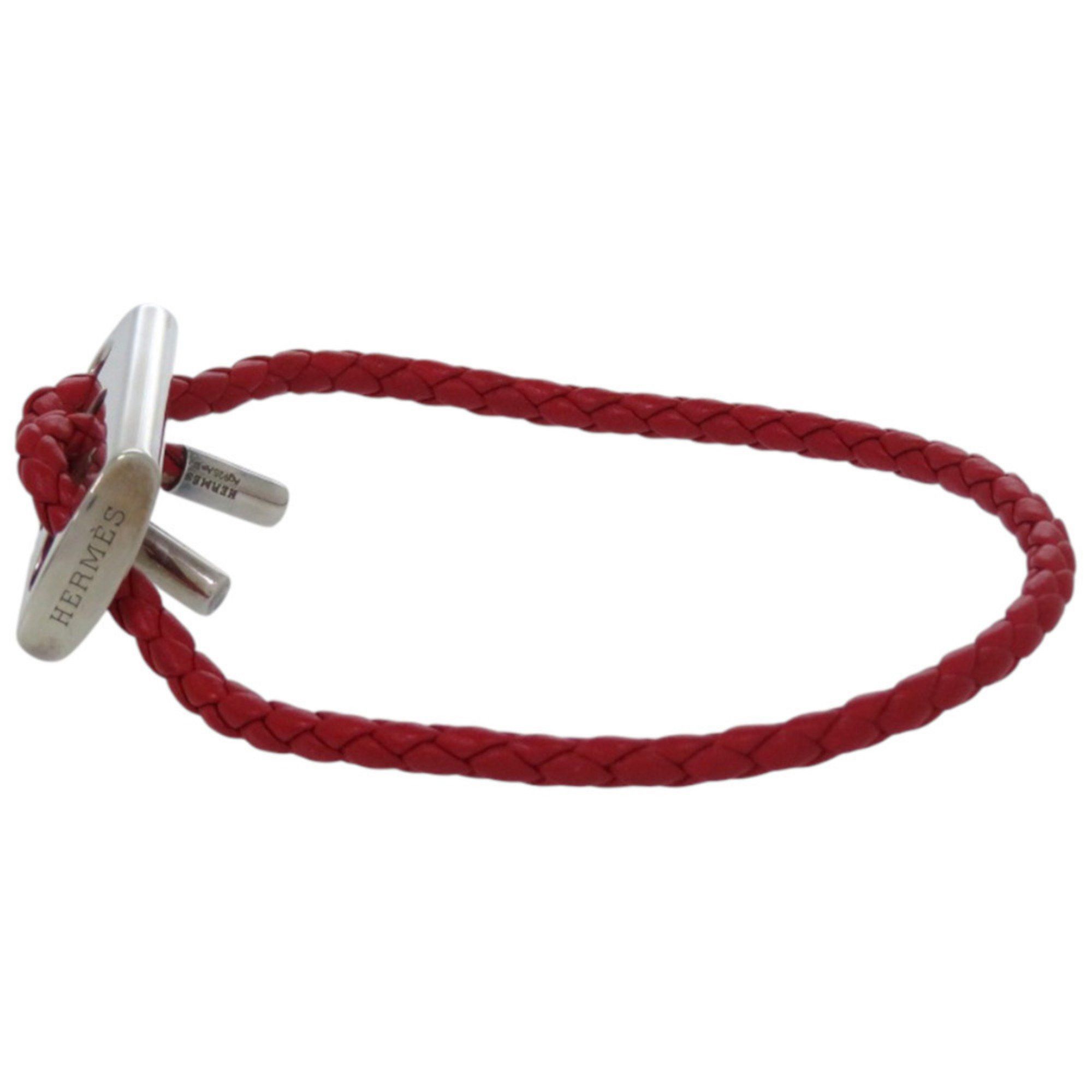 Hermes Hermes Leather Silver 925 Red Bracelet 0093 HERMES Size ONE SIZE - 5 Thumbnail