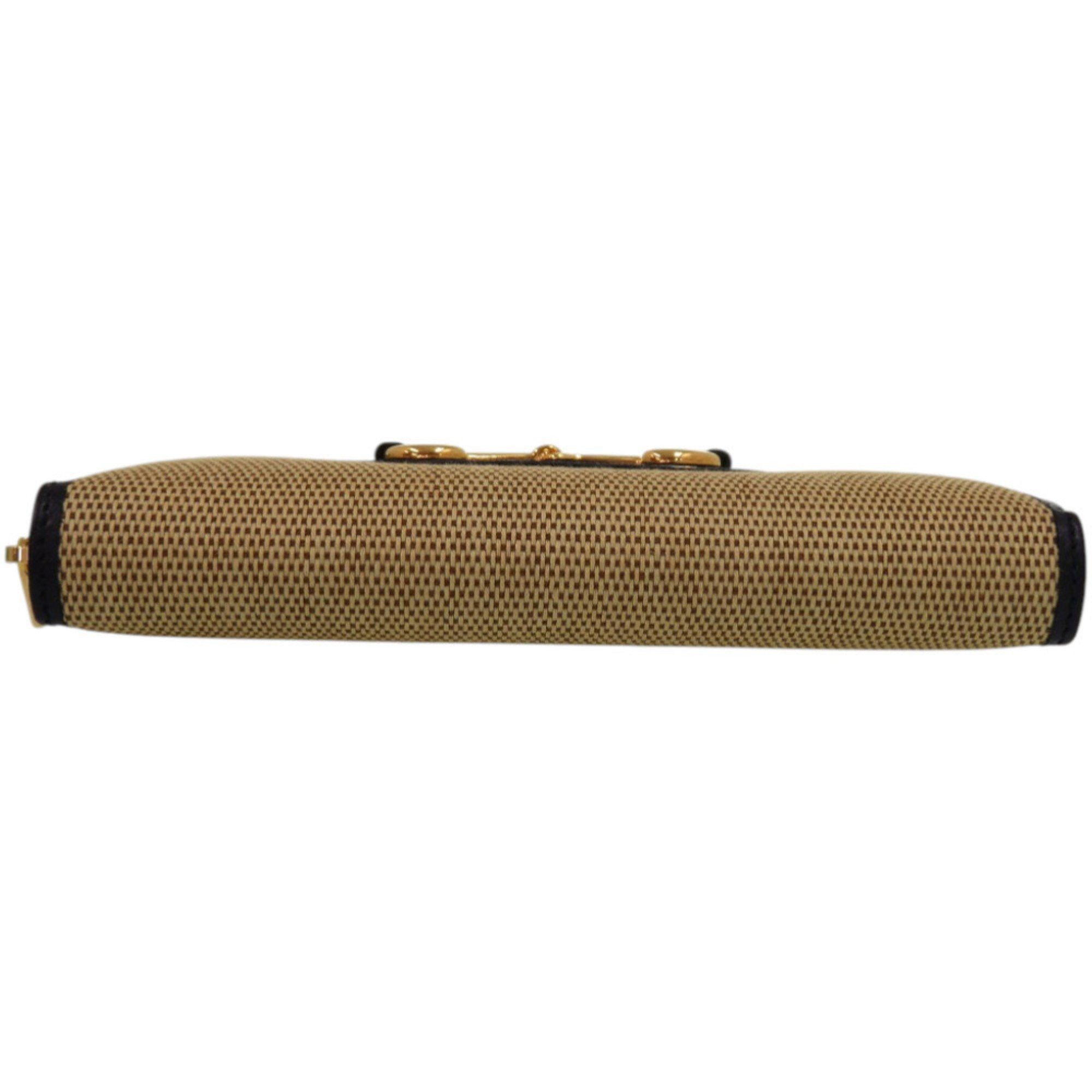 Gucci Like new Gucci 1955 Horsebit 621889 0416 Canvas and Leather Beige Long Wallet 0393 GUCCI Size ONE SIZE - 4 Thumbnail