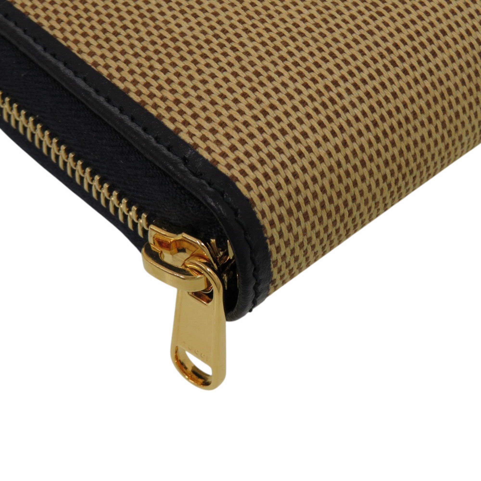 Gucci Like new Gucci 1955 Horsebit 621889 0416 Canvas and Leather Beige Long Wallet 0393 GUCCI Size ONE SIZE - 7 Thumbnail